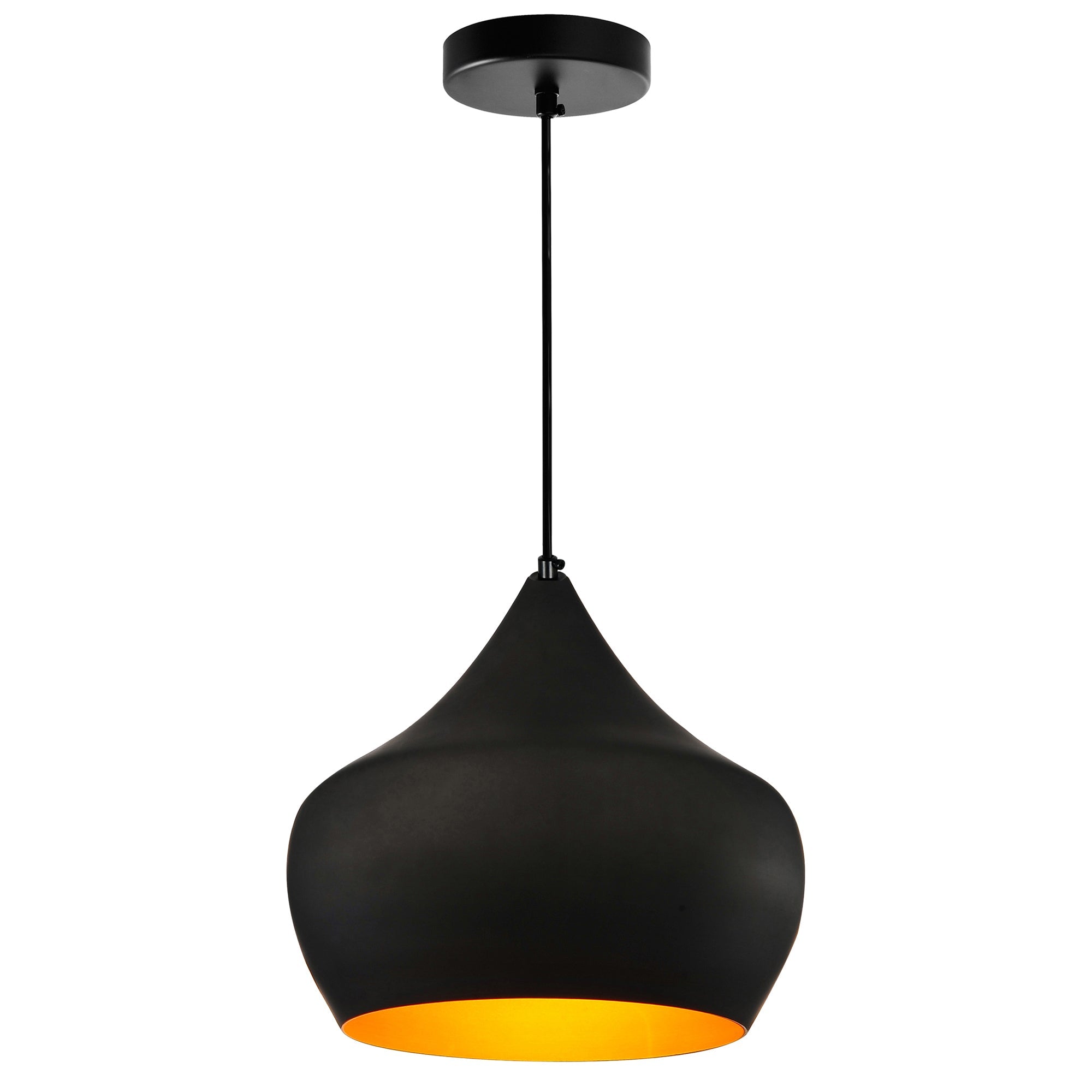 Dynamic 1 Light 15in Black Down Pendant - CWI Lighting