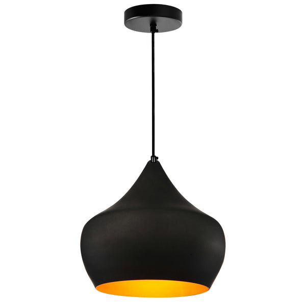 Dynamic 1 Light 15in Black Down Pendant - CWI Lighting