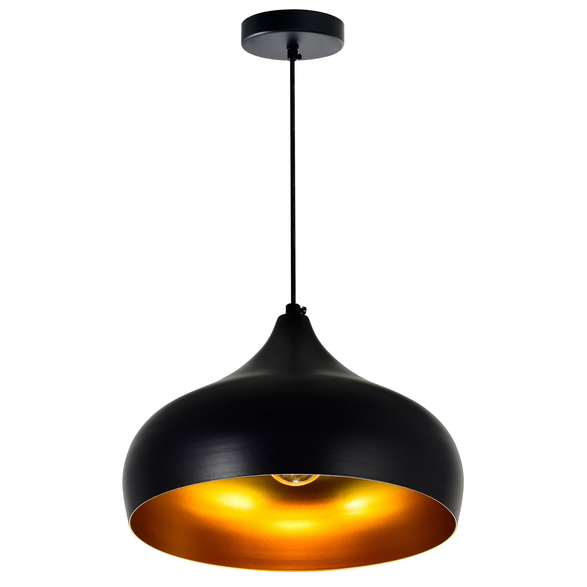 Dynamic 1 Light 16in Black Down Pendant - CWI Lighting