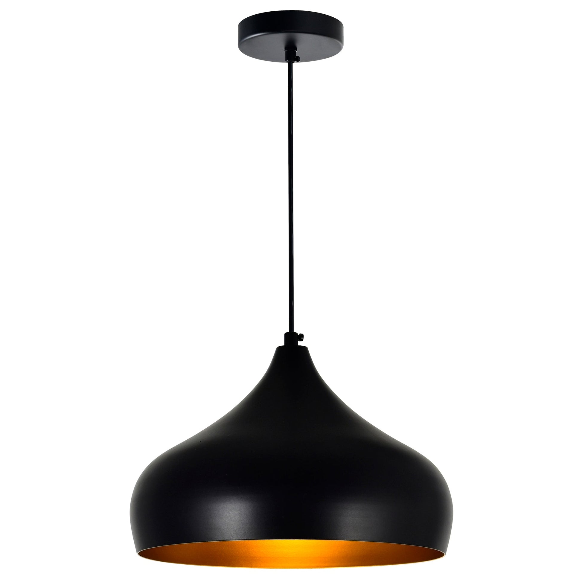 Dynamic 1 Light 16in Black Down Pendant - CWI Lighting