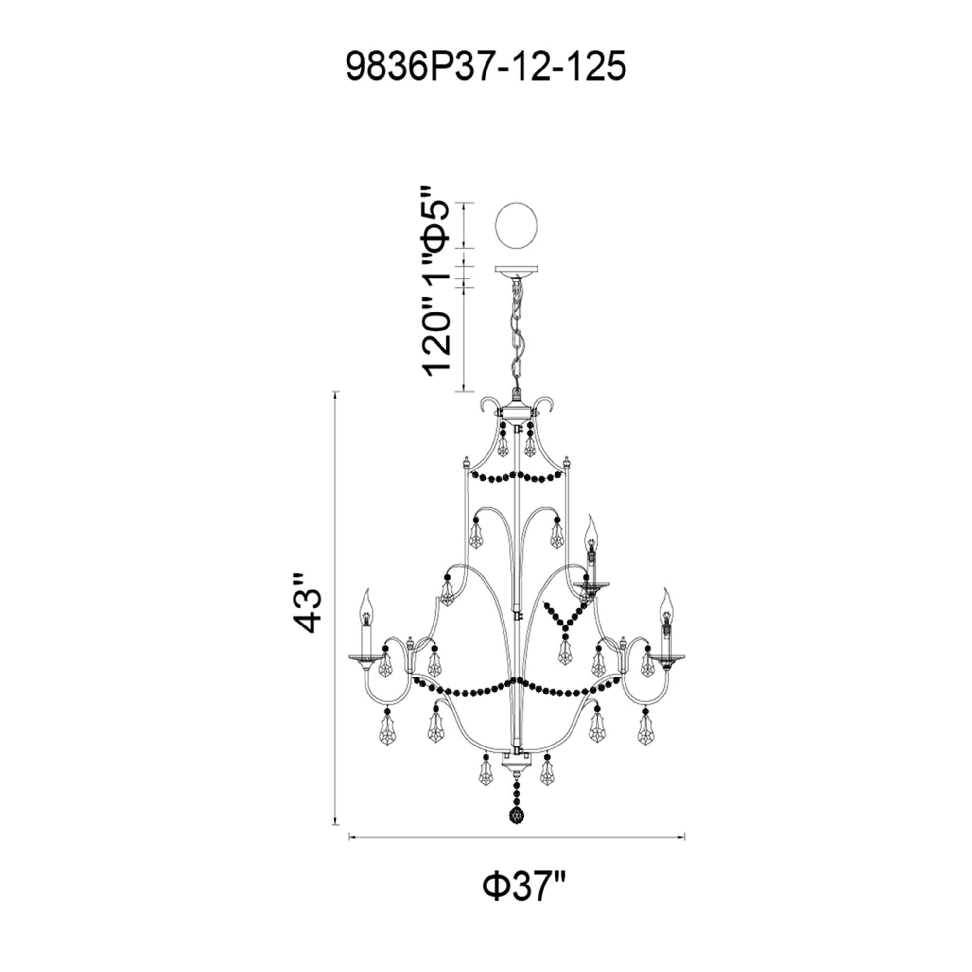 Electra 12 Light 37in Oxidized Bronze Chandelier - CWI Lighting