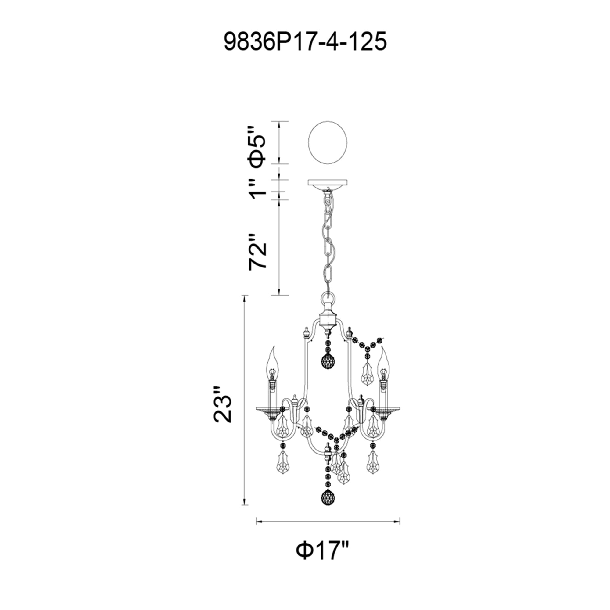 Electra 4 Light 17in Oxidized Bronze Chandelier - CWI Lighting