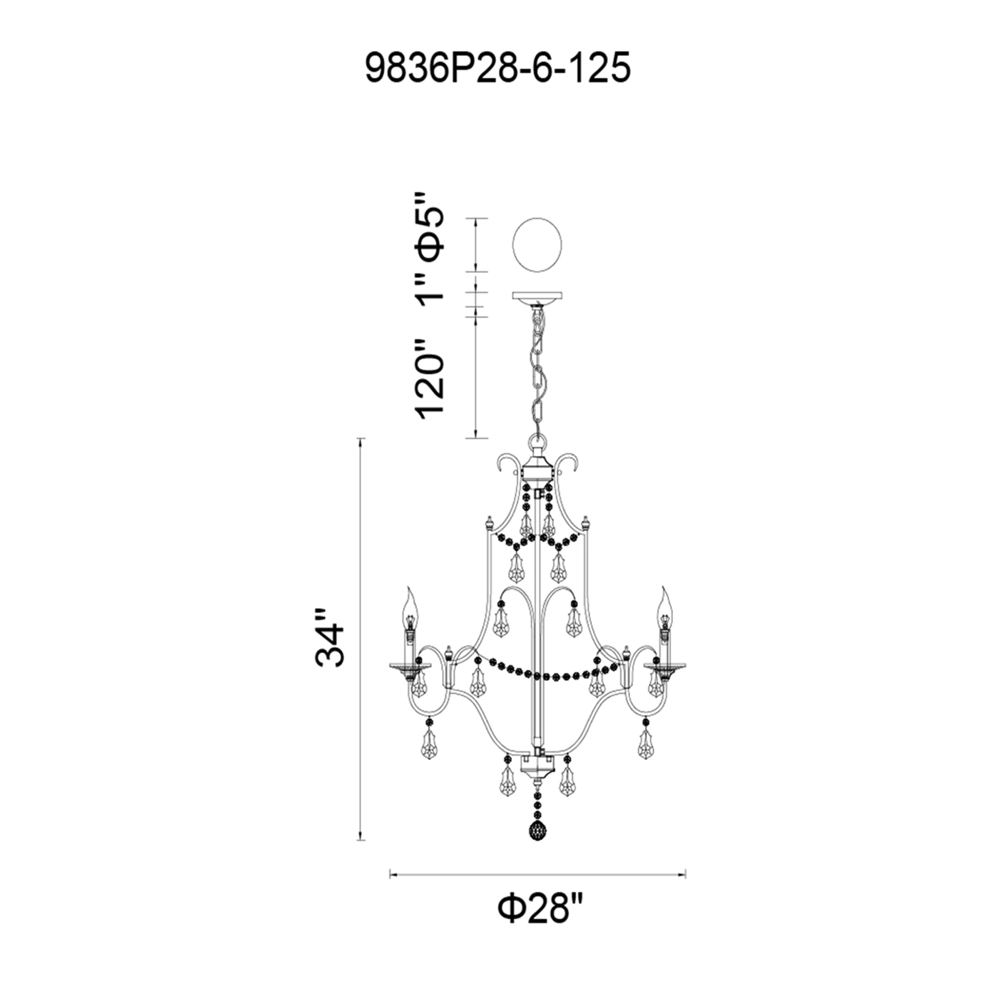 Electra 6 Light 28in Oxidized Bronze Chandelier - CWI Lighting