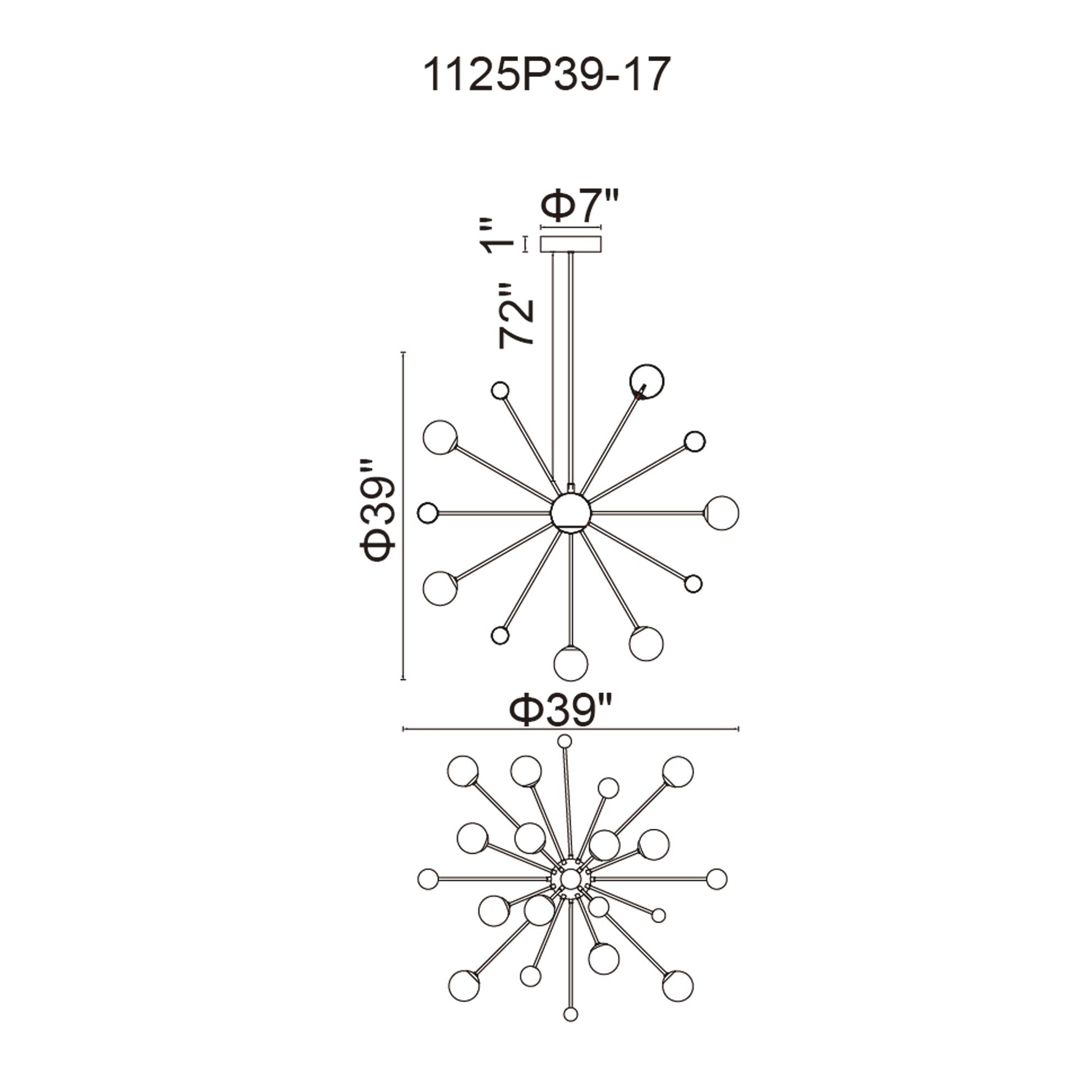 Element 17 Light Chandelier With Polished Nickel Finish - CWI Lighting