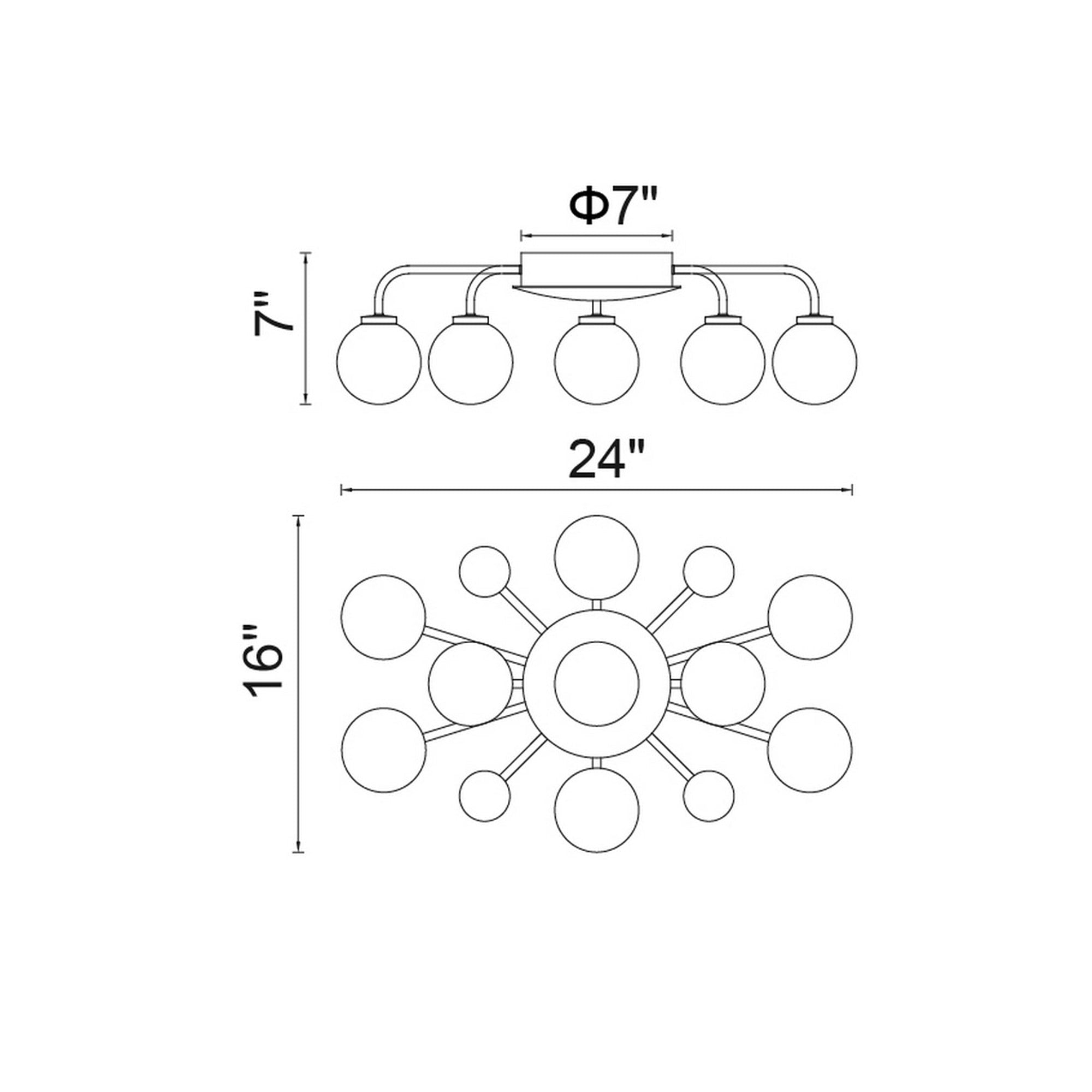 Element 9 Light 24in Sun Gold Flush Mount - CWI Lighting
