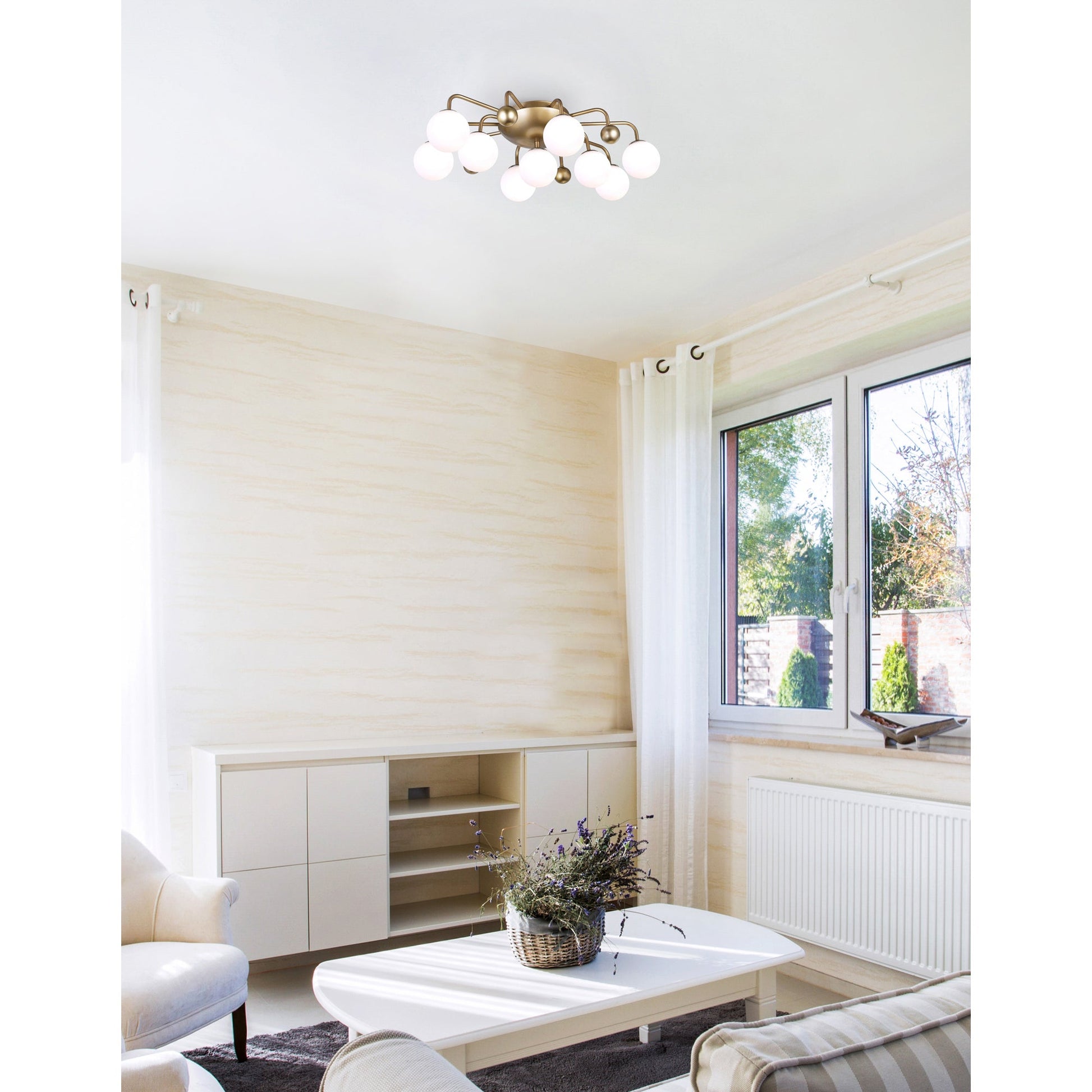 Element 9 Light 24in Sun Gold Flush Mount - CWI Lighting