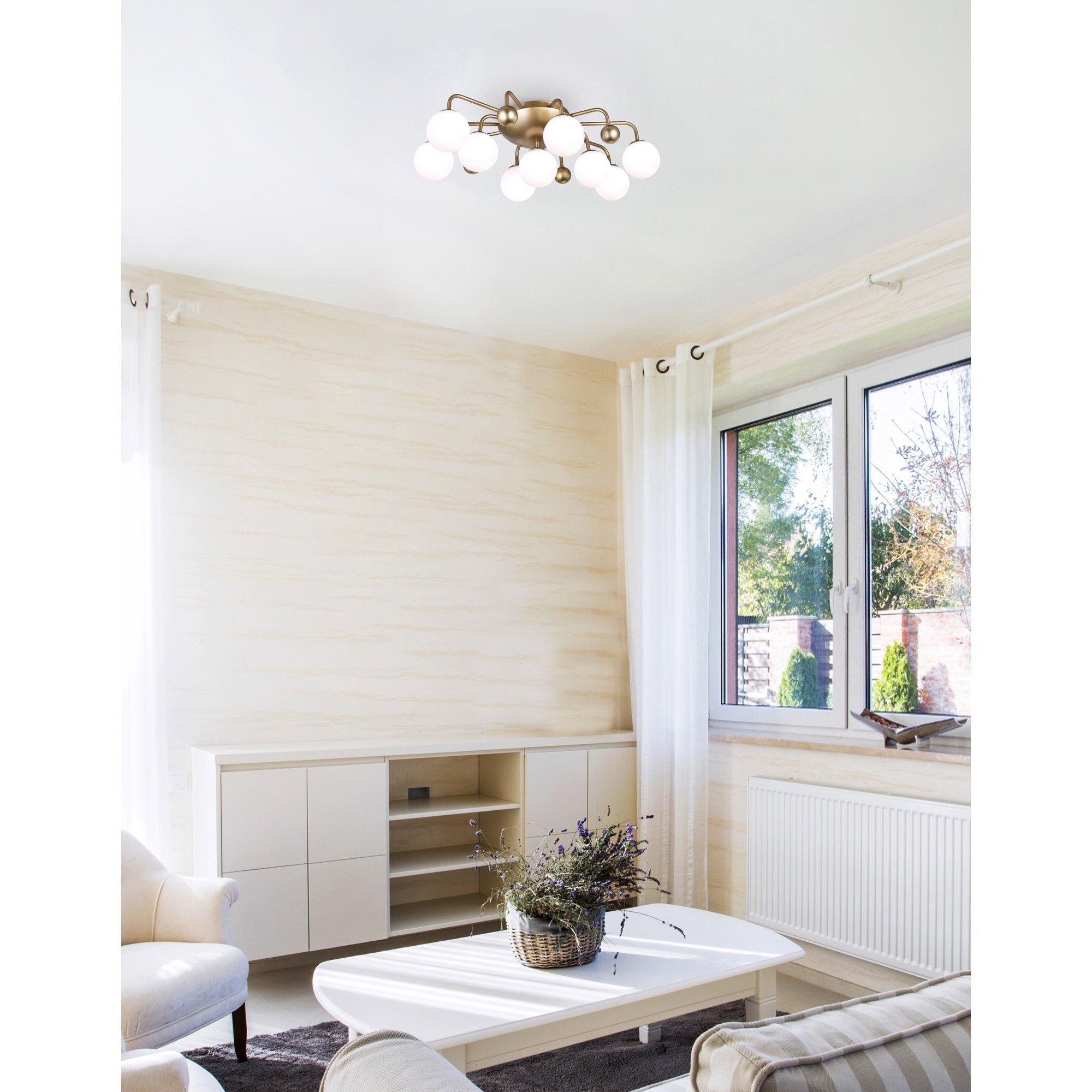 Element 9 Light 24in Sun Gold Flush Mount - CWI Lighting