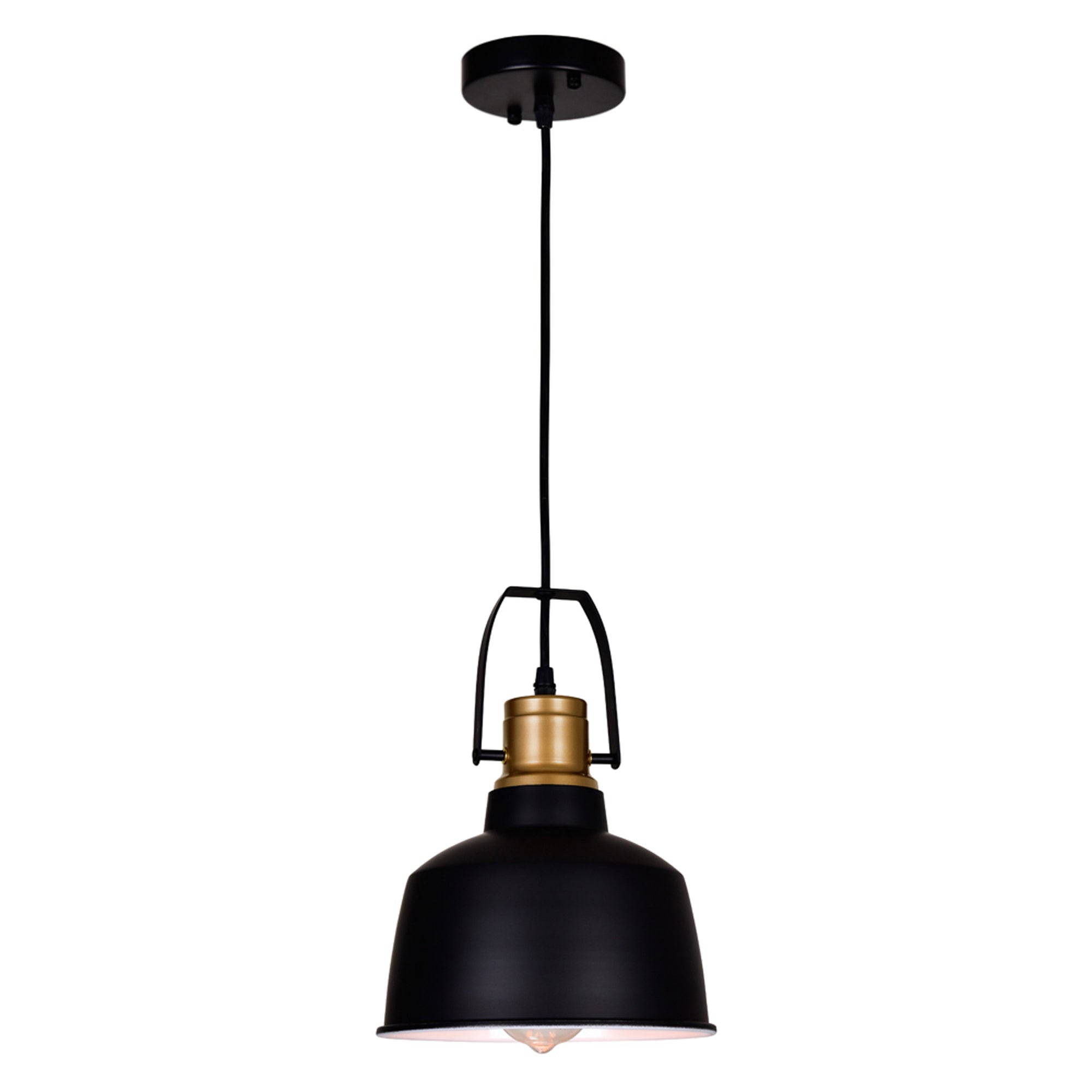 Elisa 1 Light 9in Black Down Pendant - CWI Lighting