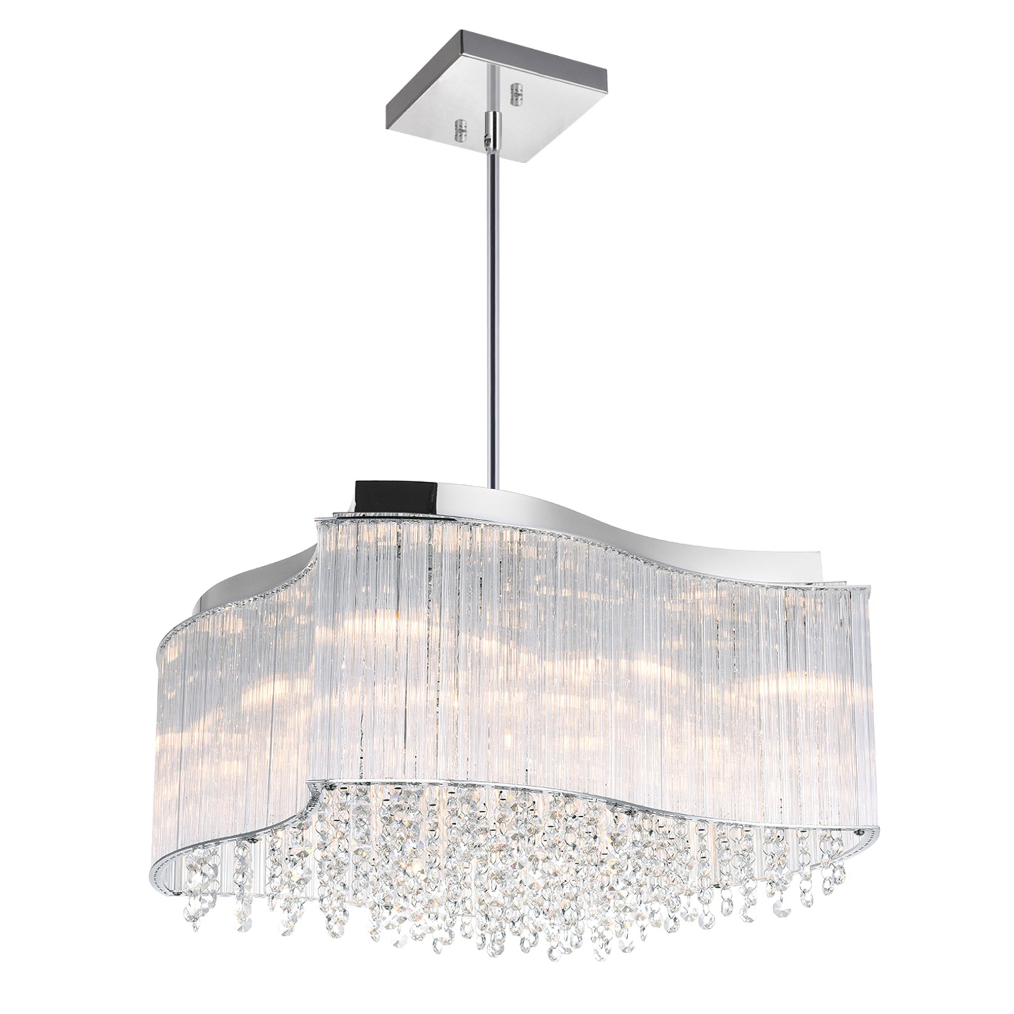 Elsa 10 Light 20in Chrome Drum Shade Chandelier - CWI Lighting