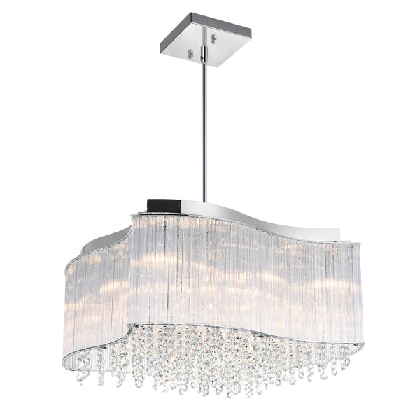 Elsa 10 Light 20in Chrome Drum Shade Chandelier - CWI Lighting