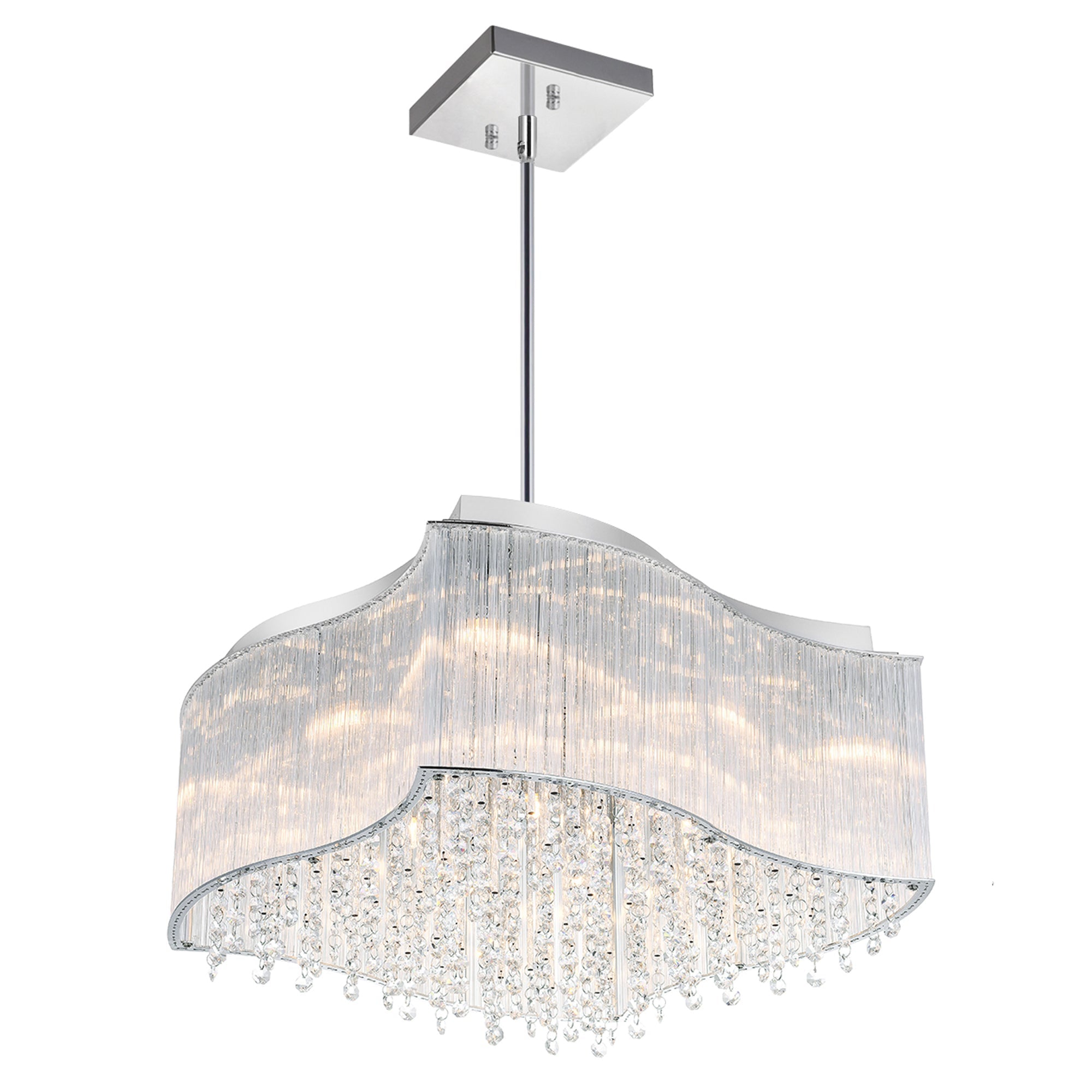 Elsa 10 Light 20in Chrome Drum Shade Chandelier - CWI Lighting