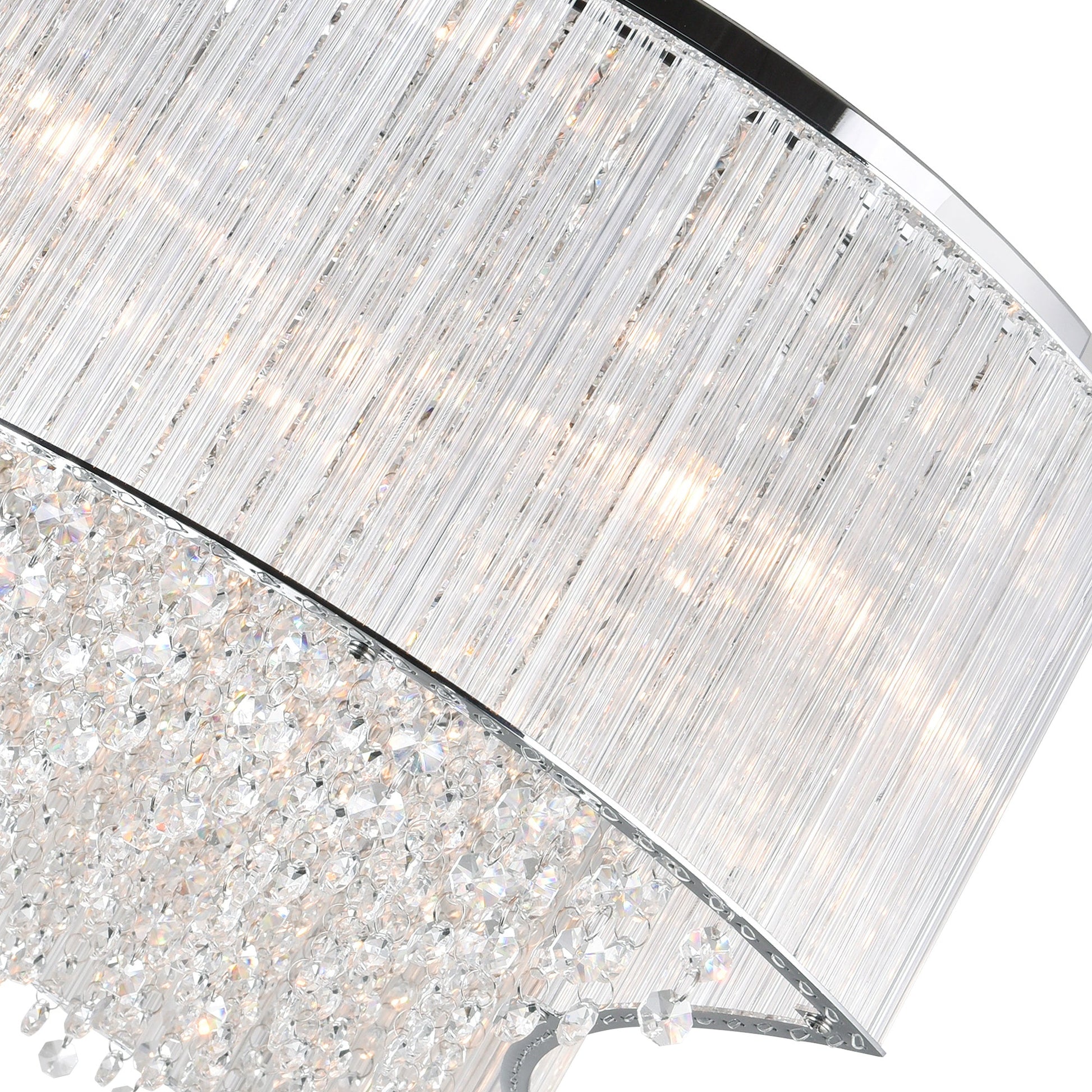 Elsa 10 Light 20in Chrome Drum Shade Chandelier - CWI Lighting