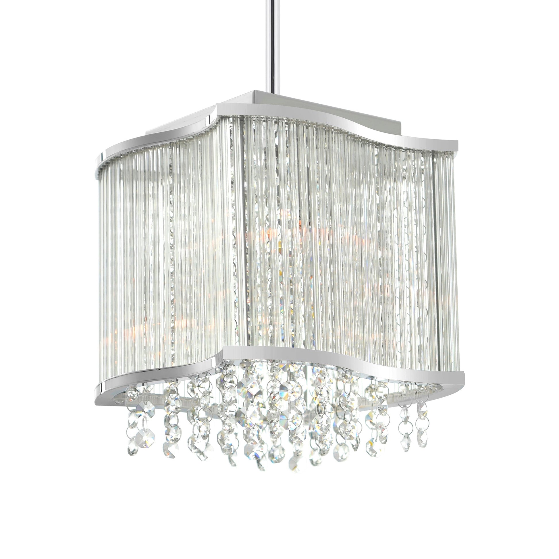 Elsa 3 Light 10in Chrome Drum Shade Mini Pendant - CWI Lighting