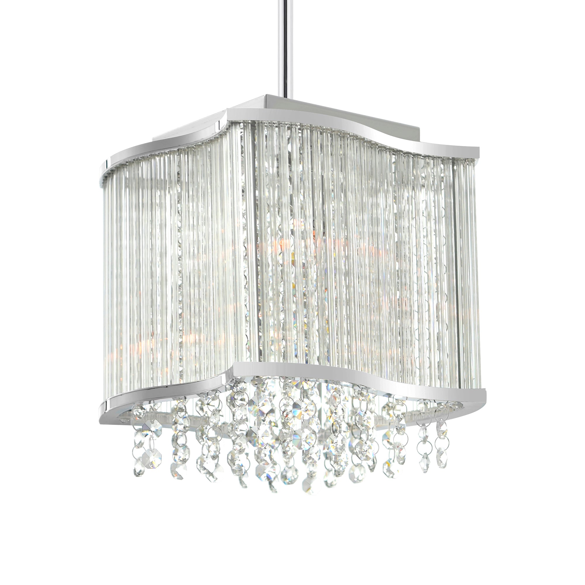 Elsa 3 Light 10in Chrome Drum Shade Mini Pendant - CWI Lighting