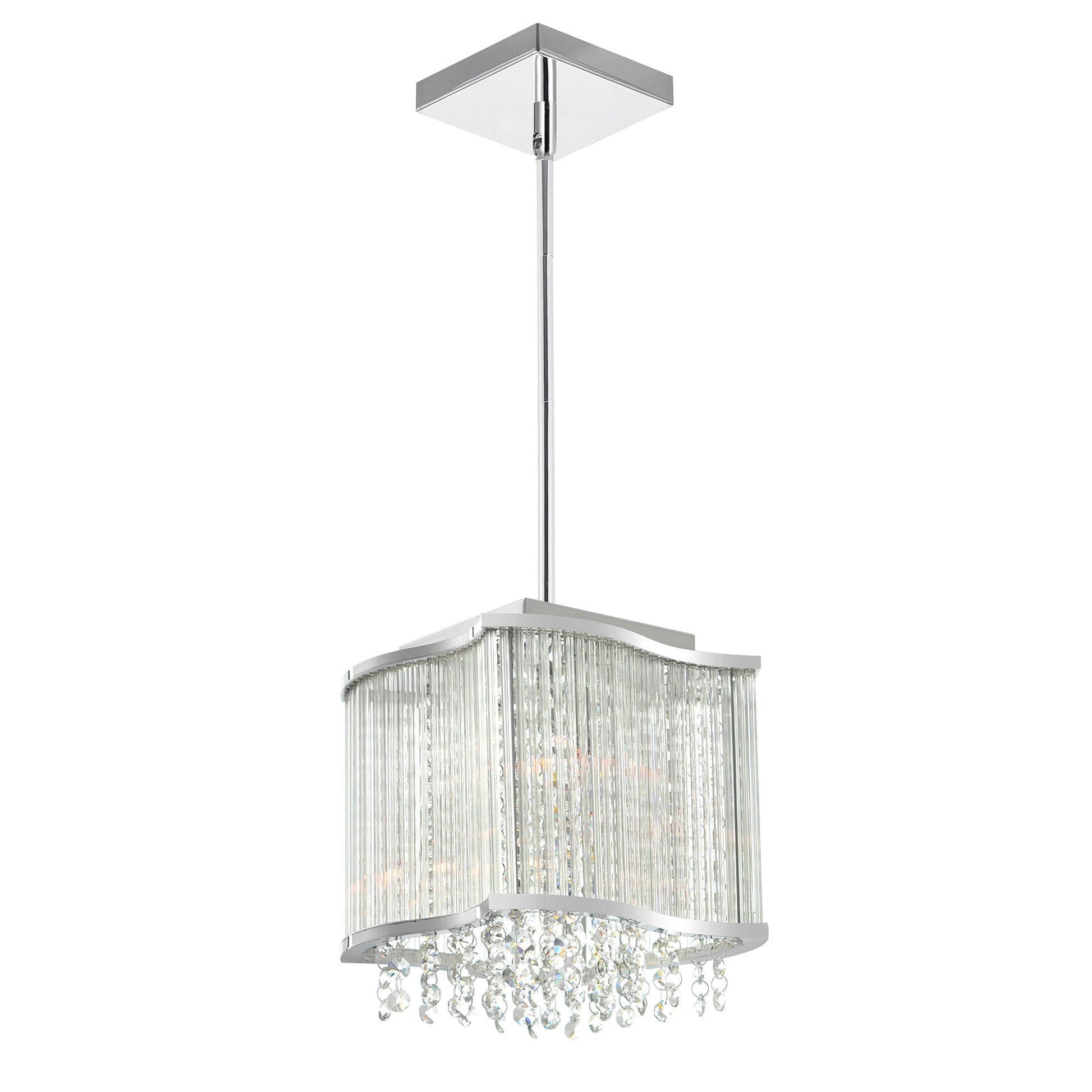 Elsa 3 Light 10in Chrome Drum Shade Mini Pendant - CWI Lighting