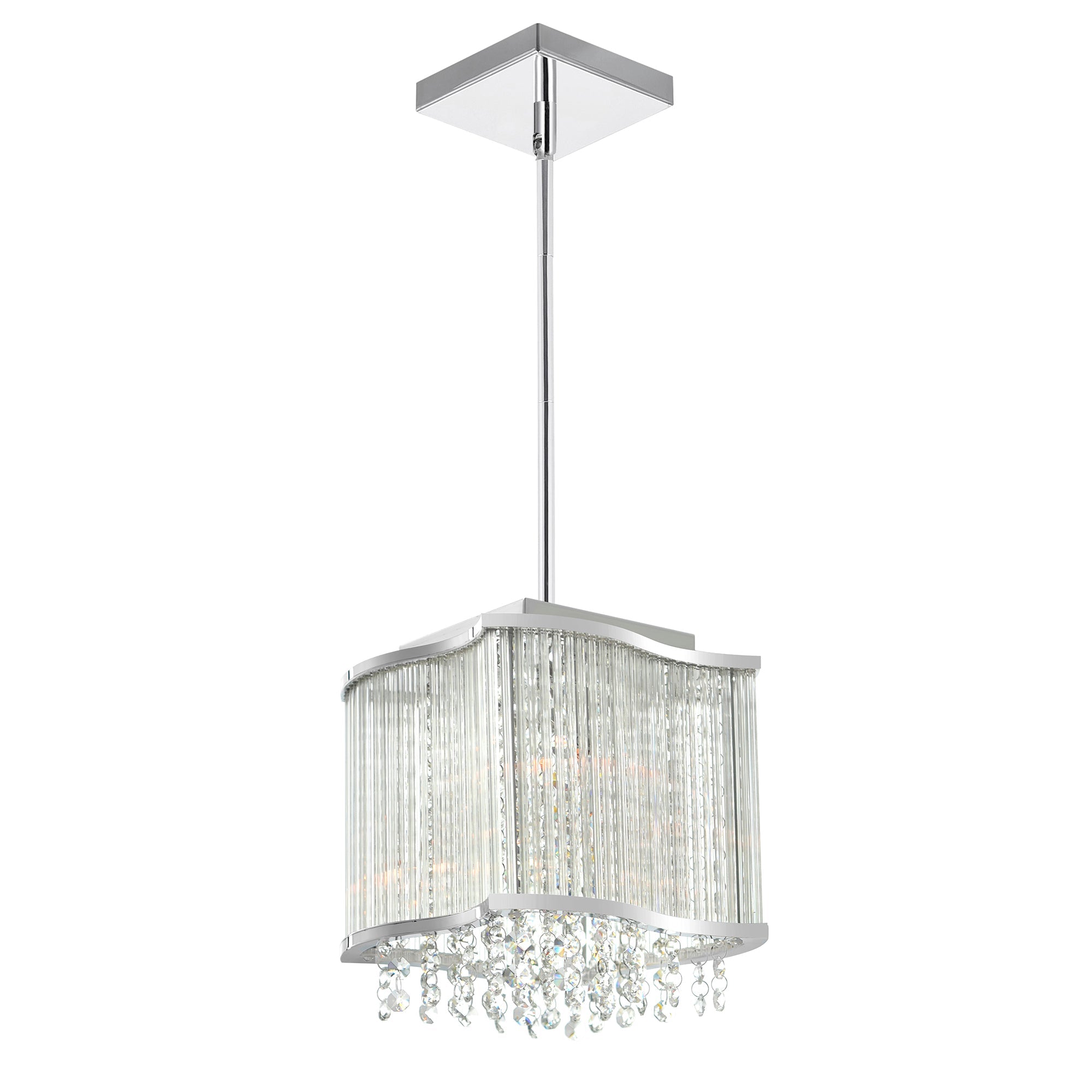 Elsa 3 Light 10in Chrome Drum Shade Mini Pendant - CWI Lighting