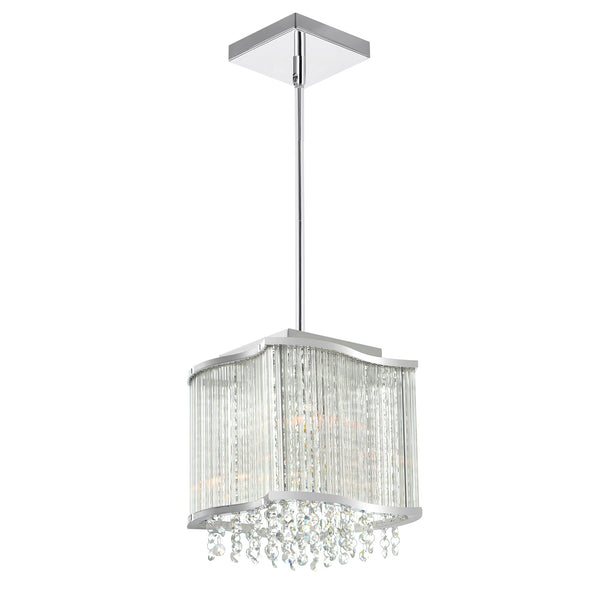 Elsa 3 Light 10in Chrome Drum Shade Mini Pendant - CWI Lighting