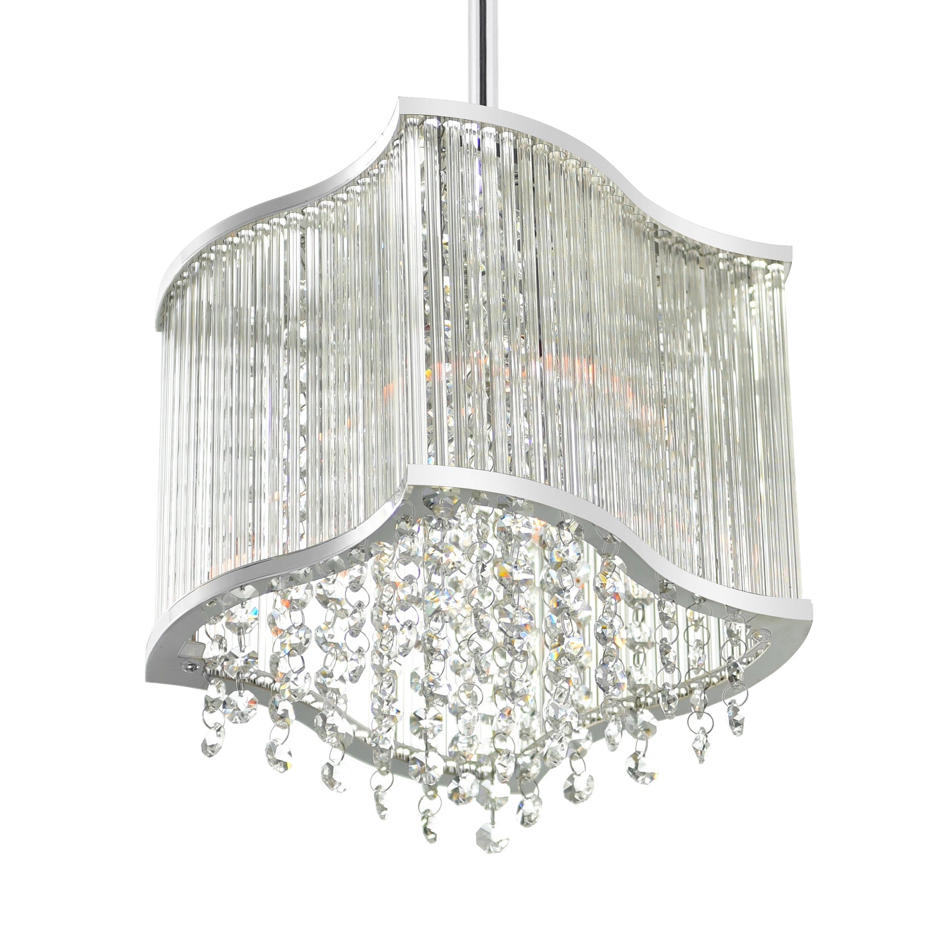 Elsa 3 Light 10in Chrome Drum Shade Mini Pendant - CWI Lighting