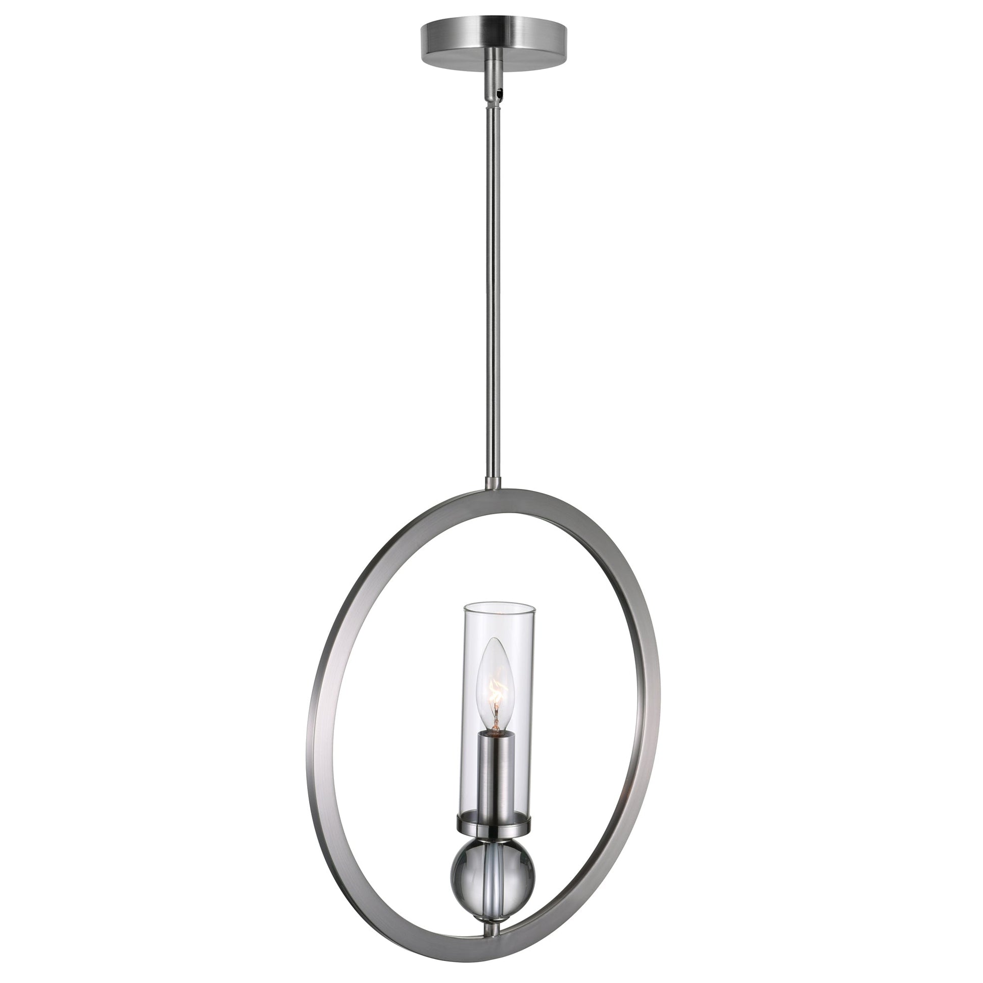 Elton 1 Light Pendant With Satin Nickel Finish - CWI Lighting
