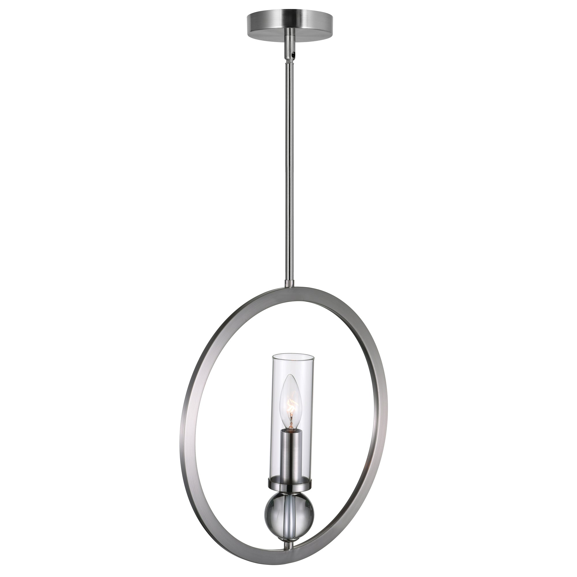 Elton 1 Light Pendant With Satin Nickel Finish - CWI Lighting