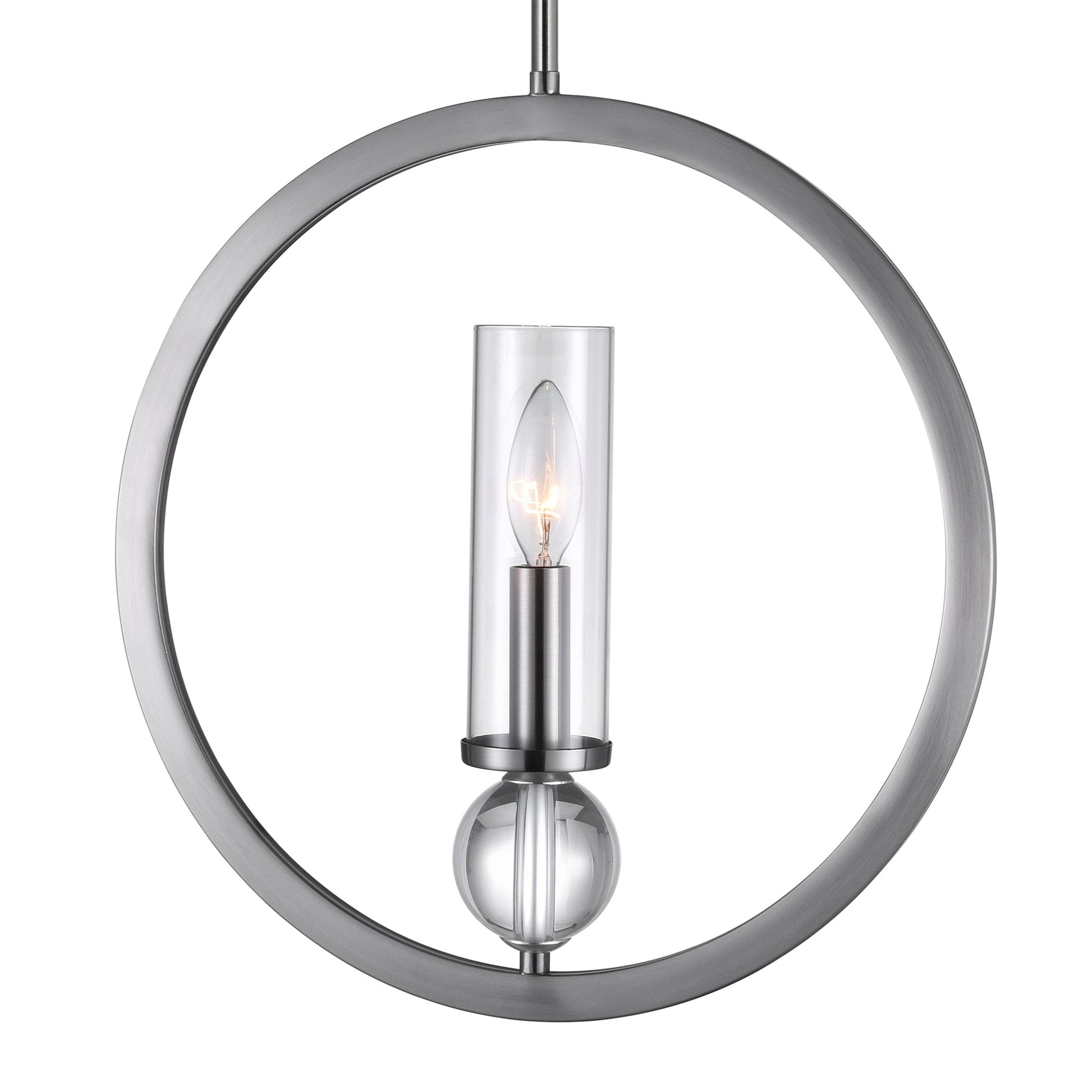 Elton 1 Light Pendant With Satin Nickel Finish - CWI Lighting