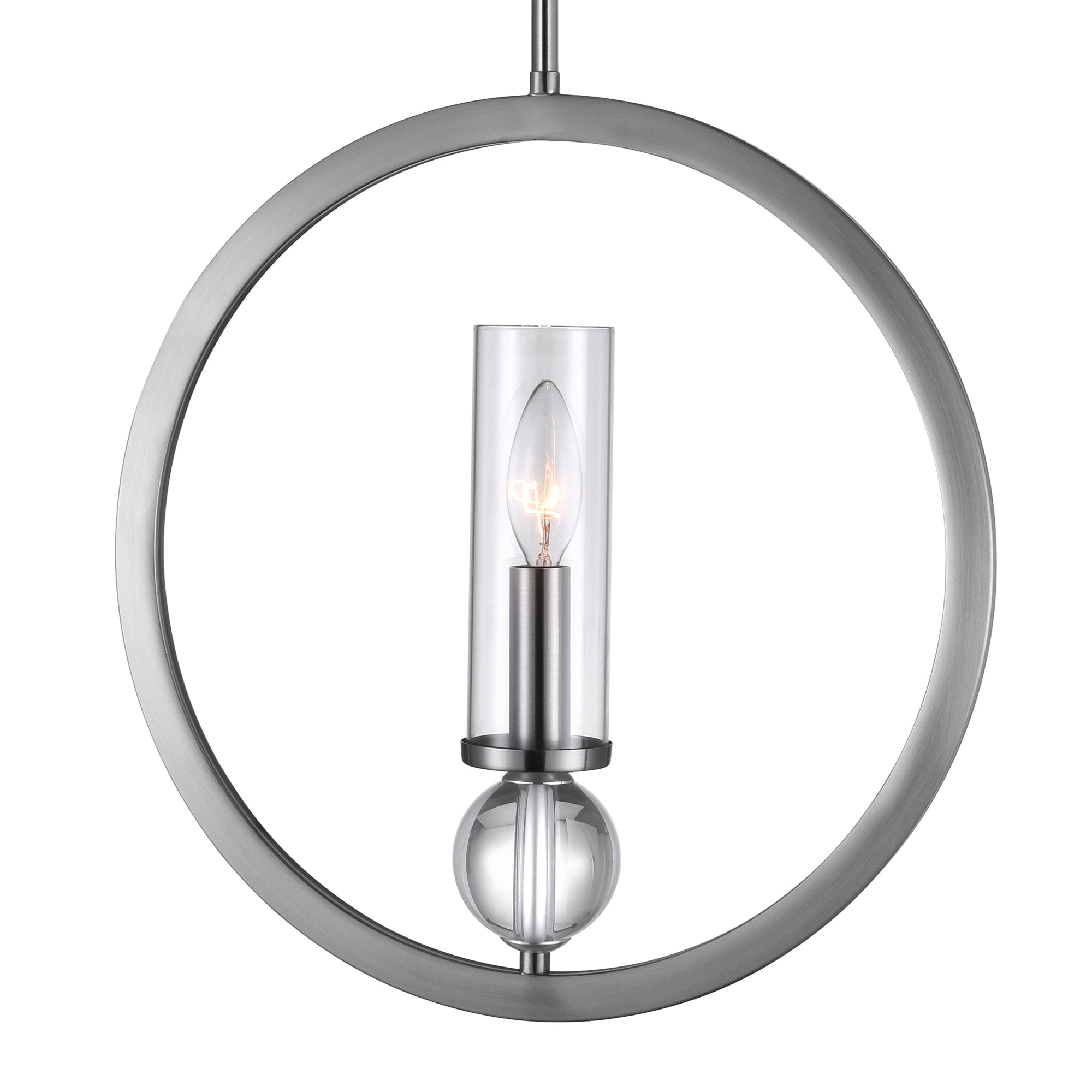 Elton 1 Light Pendant With Satin Nickel Finish - CWI Lighting