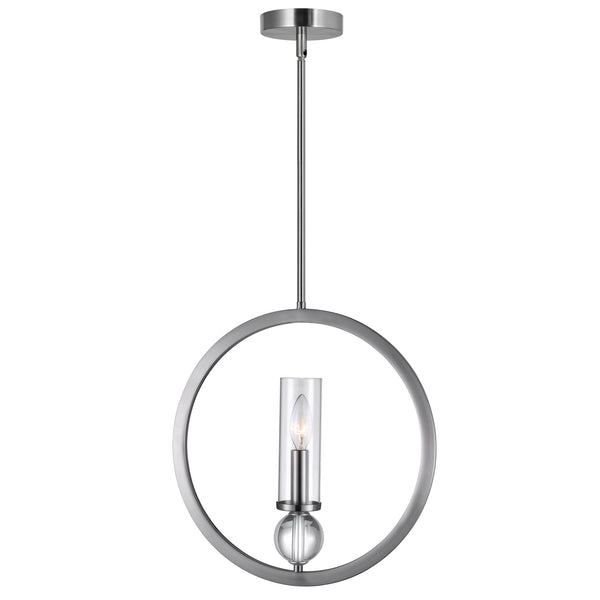 Elton 1 Light Pendant With Satin Nickel Finish - CWI Lighting
