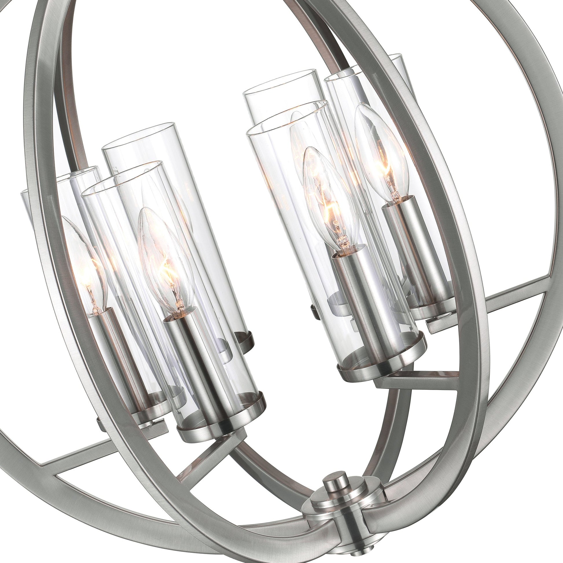 Elton 6 Light Chandelier With Satin Nickel Finish - CWI Lighting