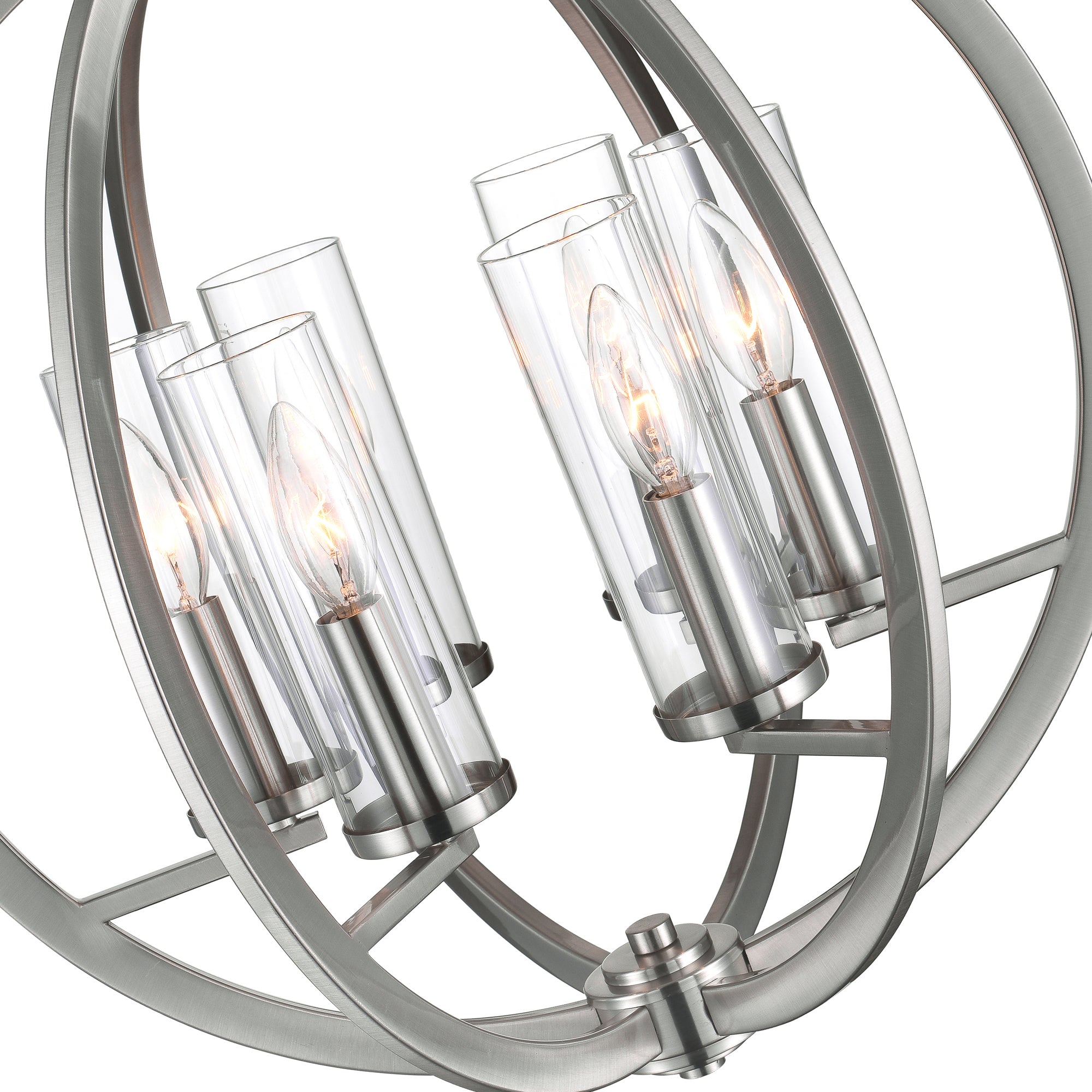 Elton 6 Light Chandelier With Satin Nickel Finish - CWI Lighting