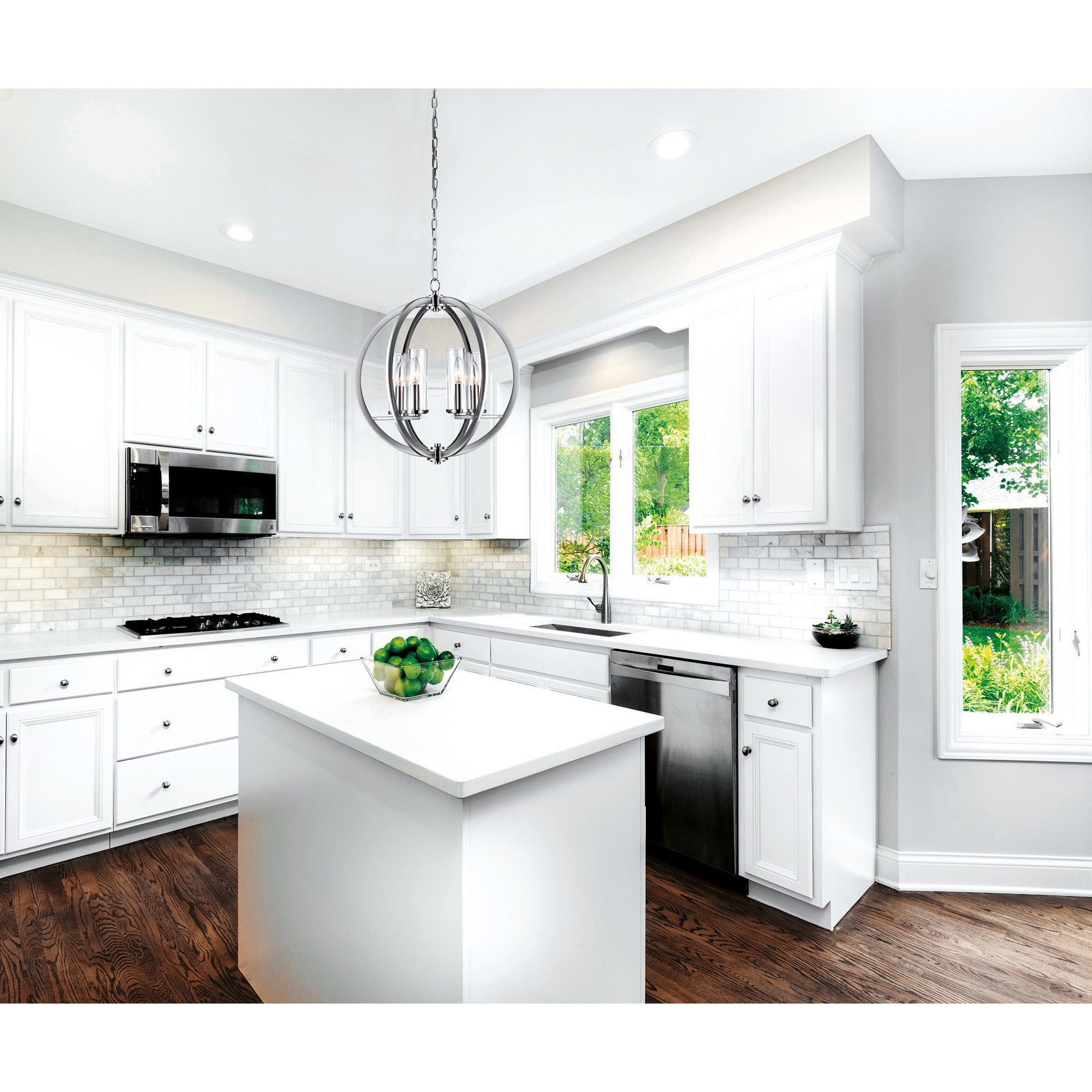 Elton 6 Light Chandelier With Satin Nickel Finish - CWI Lighting