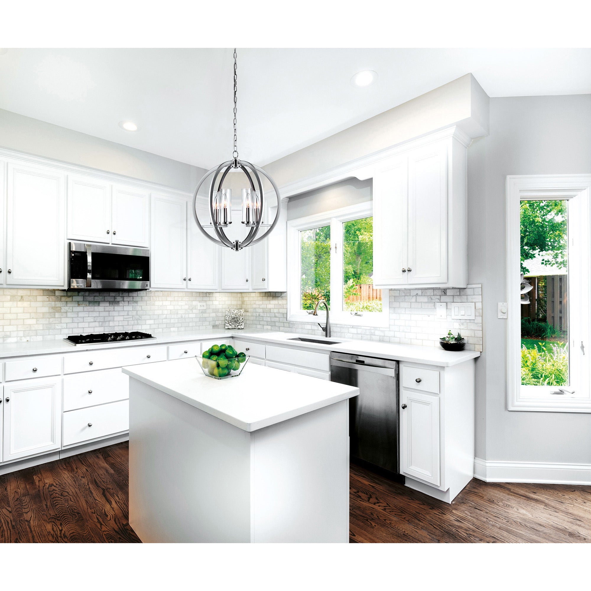 Elton 6 Light Chandelier With Satin Nickel Finish - CWI Lighting