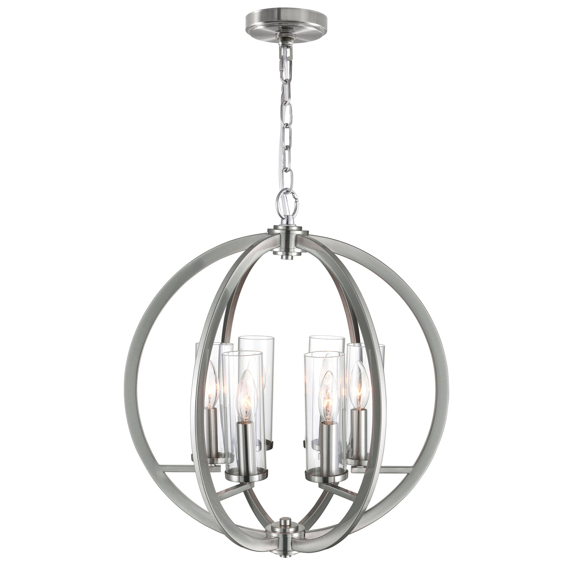 Elton 6 Light Chandelier With Satin Nickel Finish - CWI Lighting