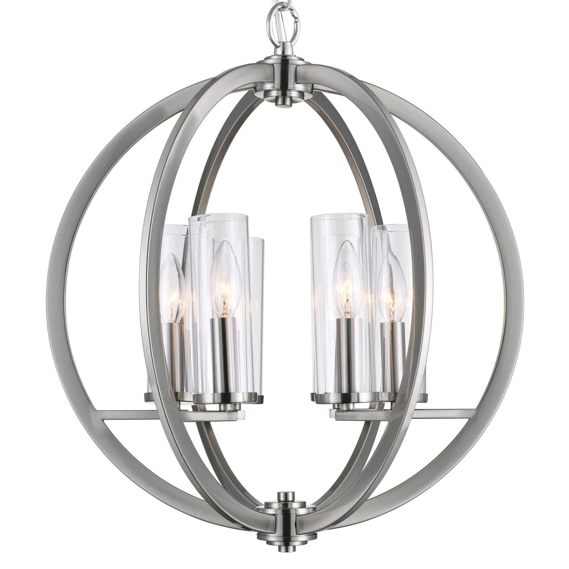 Elton 6 Light Chandelier With Satin Nickel Finish - CWI Lighting