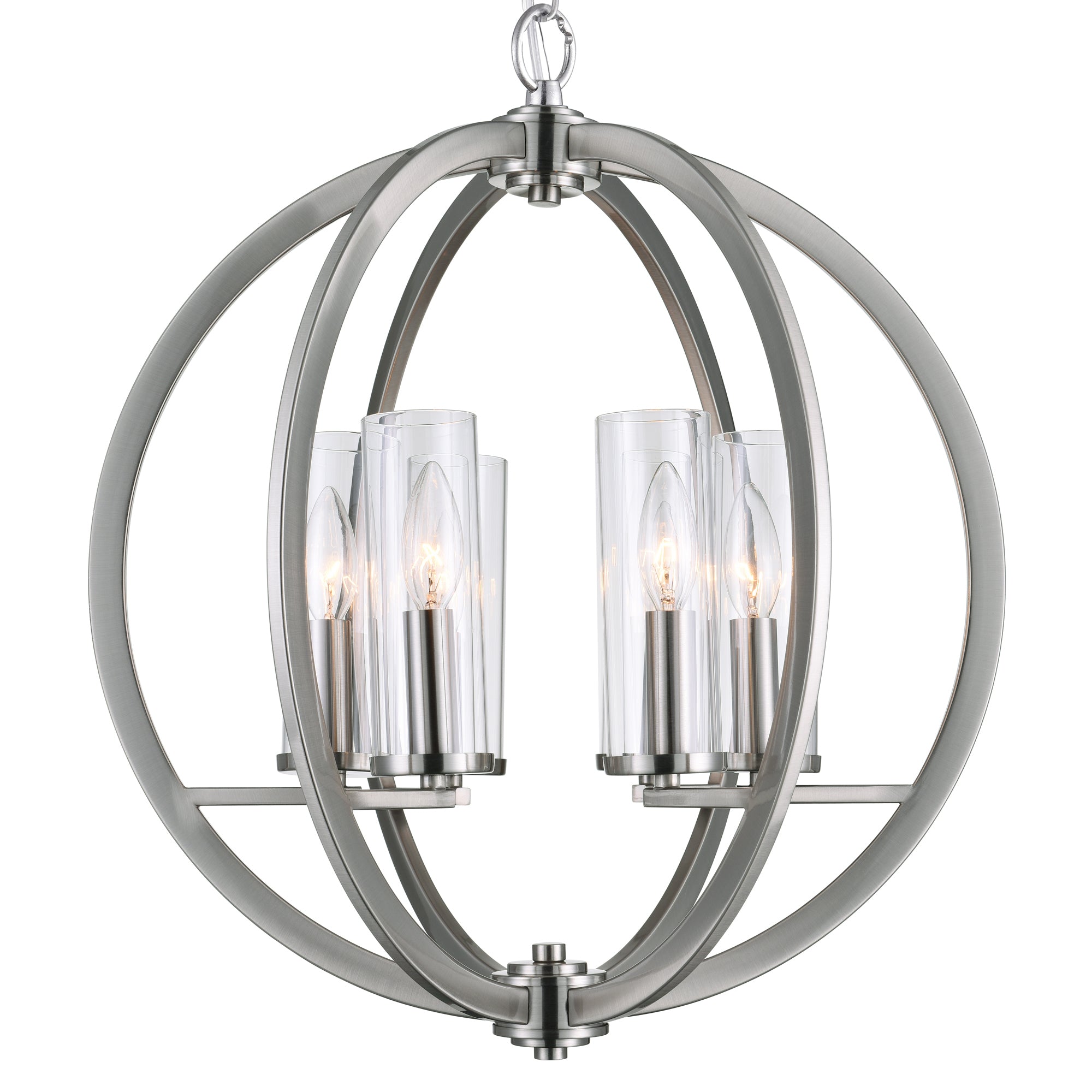 Elton 6 Light Chandelier With Satin Nickel Finish - CWI Lighting