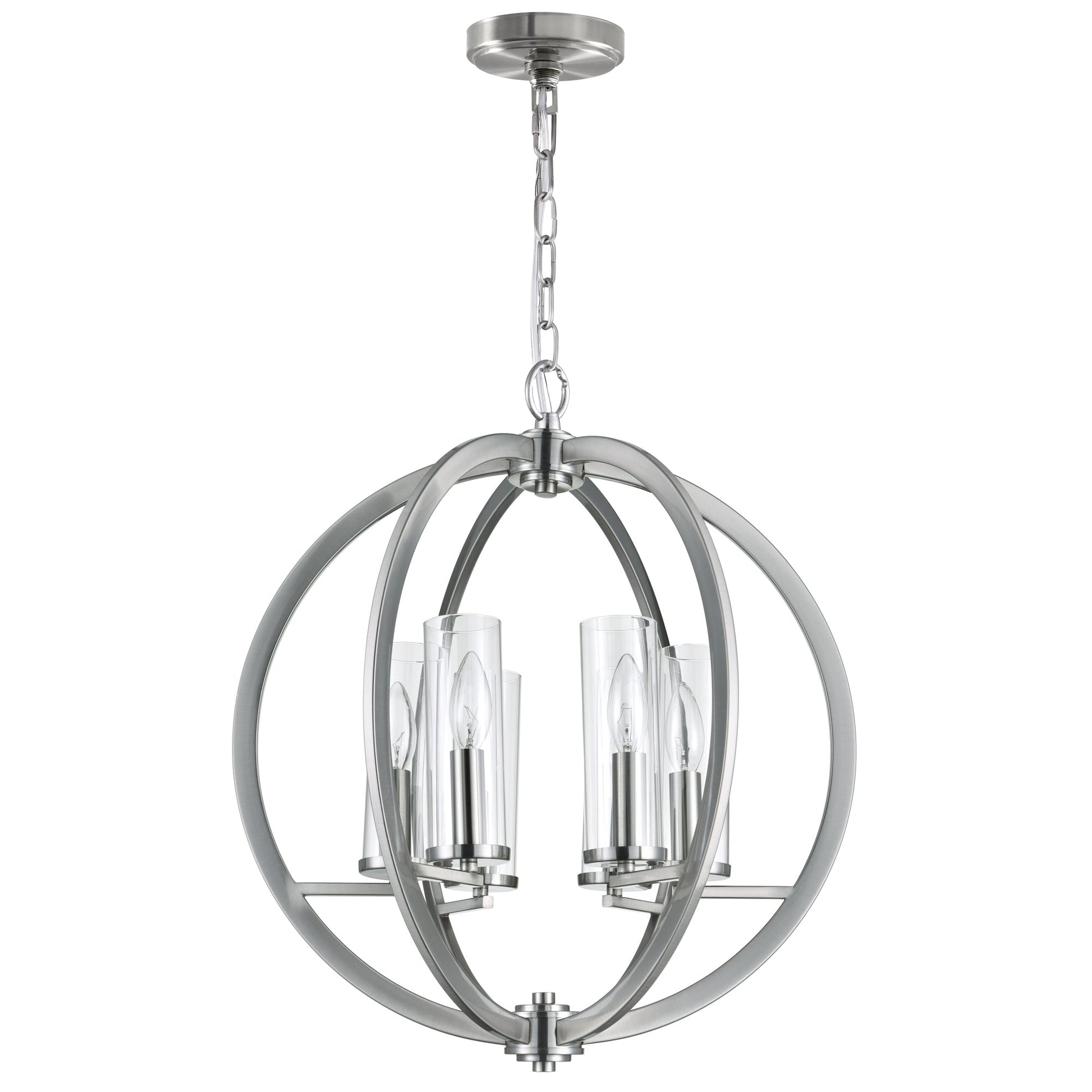 Elton 6 Light Chandelier With Satin Nickel Finish - CWI Lighting
