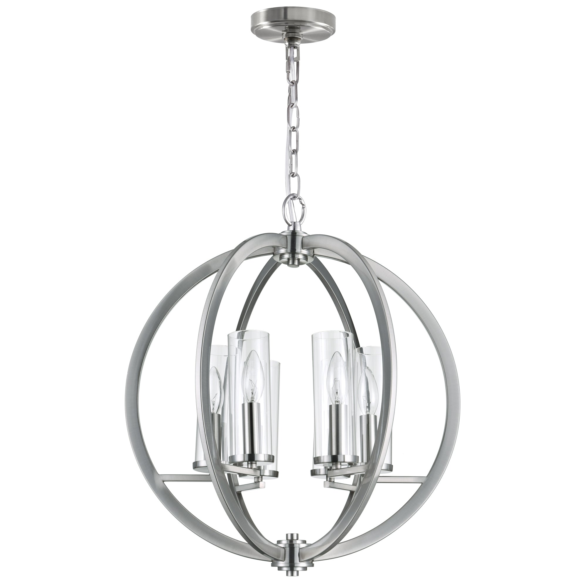 Elton 6 Light Chandelier With Satin Nickel Finish - CWI Lighting