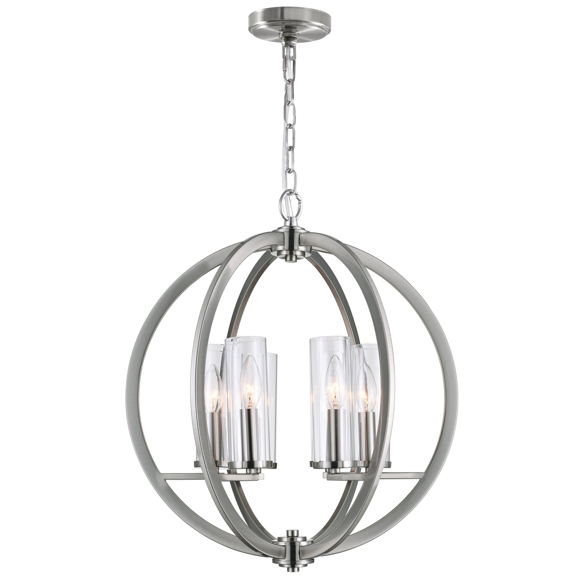 Elton 6 Light Chandelier With Satin Nickel Finish - CWI Lighting