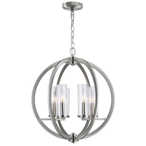 Elton 6 Light Chandelier With Satin Nickel Finish - CWI Lighting