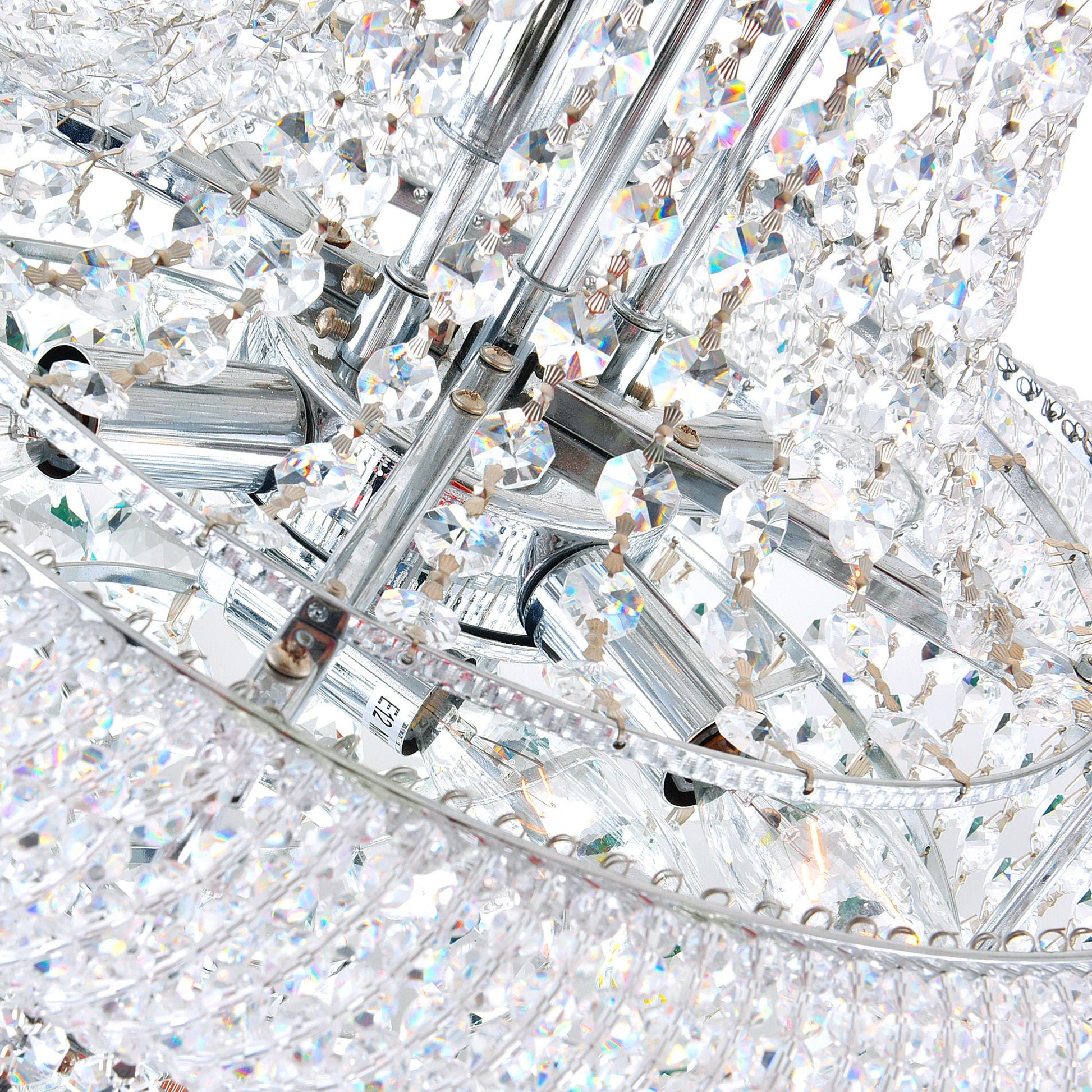 Empire 14 Light 20in Chrome Down Chandelier with Crystals - CWI Lighting