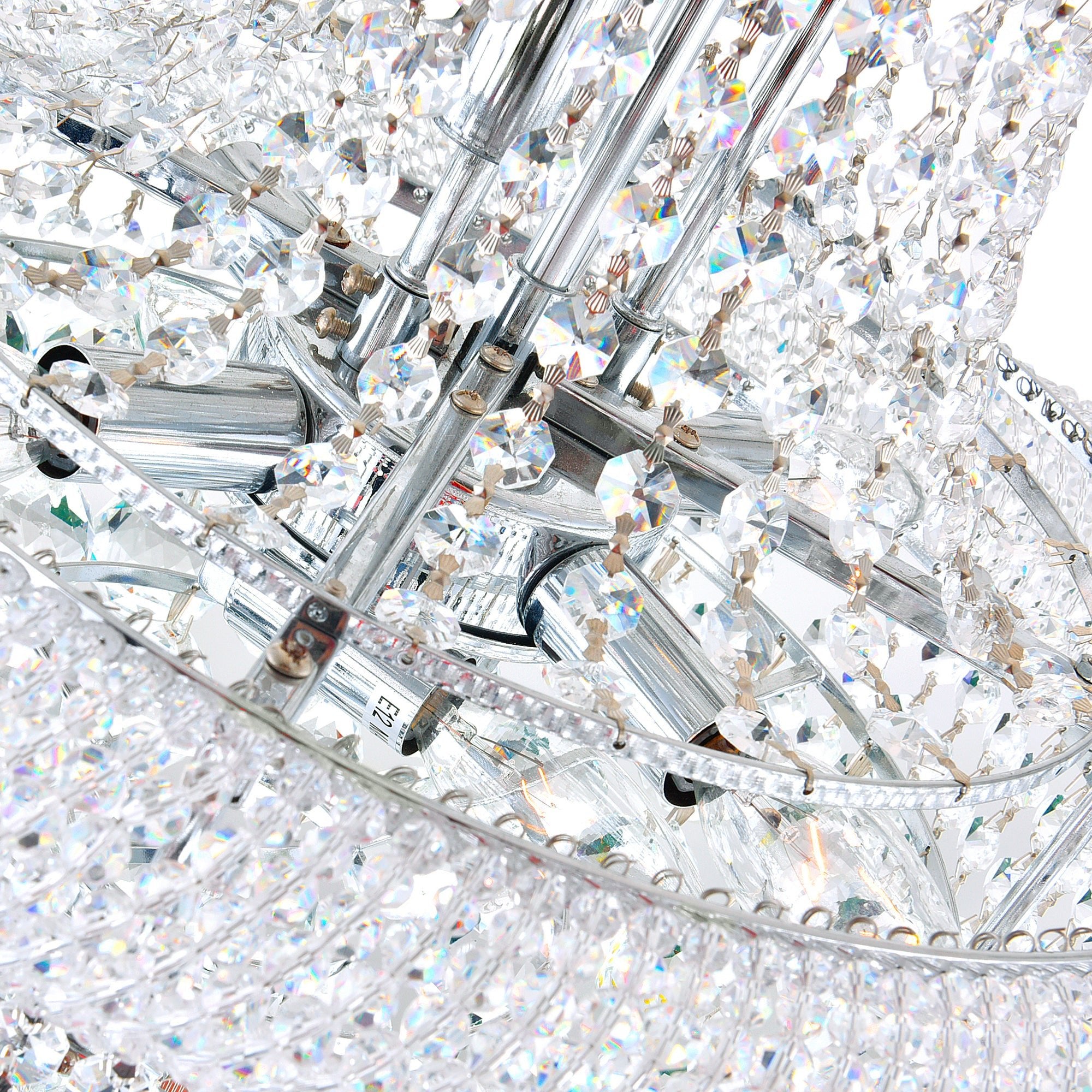 Empire 14 Light 20in Chrome Down Chandelier with Crystals - CWI Lighting