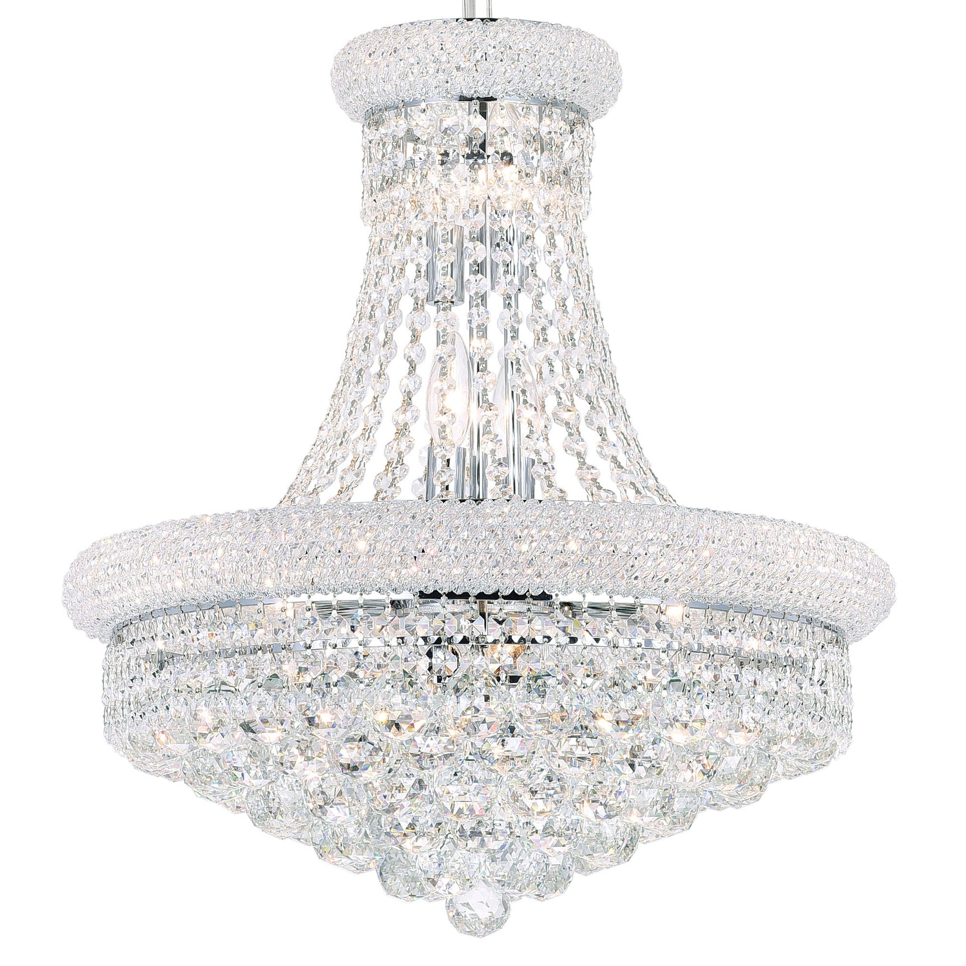Empire 14 Light 20in Chrome Down Chandelier with Crystals - CWI Lighting