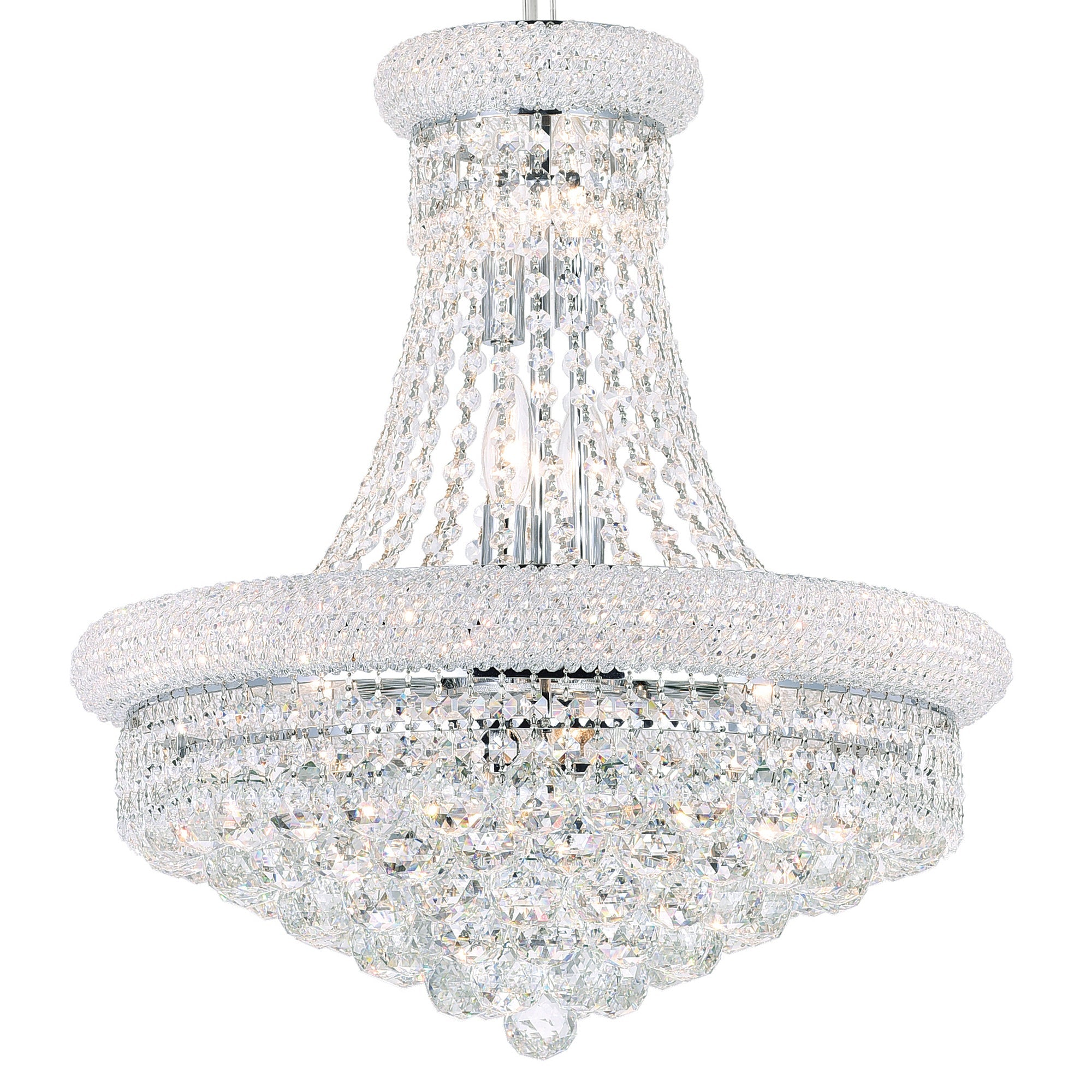 Empire 14 Light 20in Chrome Down Chandelier with Crystals - CWI Lighting