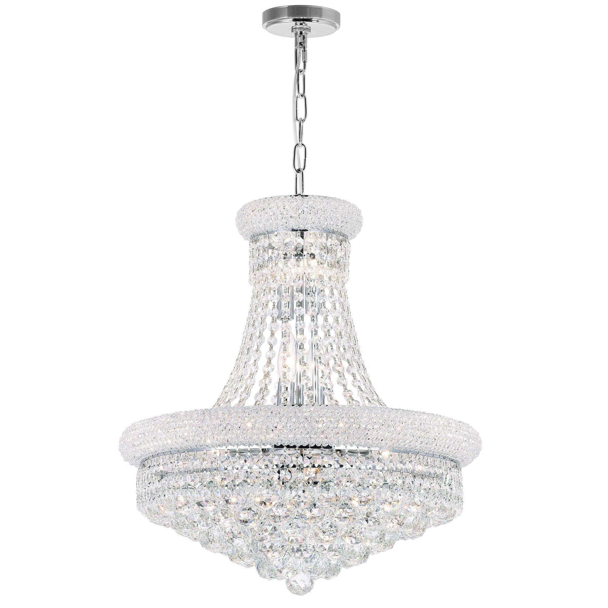 Empire 14 Light 20in Chrome Down Chandelier with Crystals - CWI Lighting