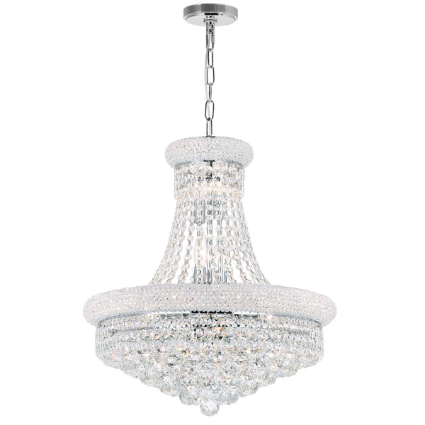 Empire 14 Light 20in Chrome Down Chandelier with Crystals - CWI Lighting