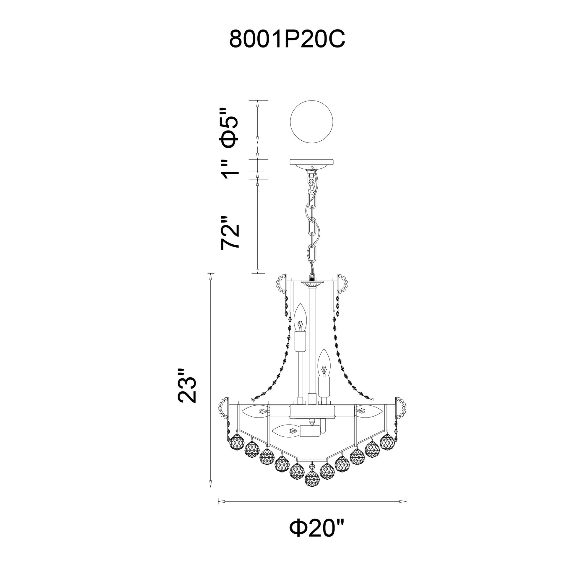 Empire 14 Light 20in Chrome Down Chandelier with Crystals - CWI Lighting