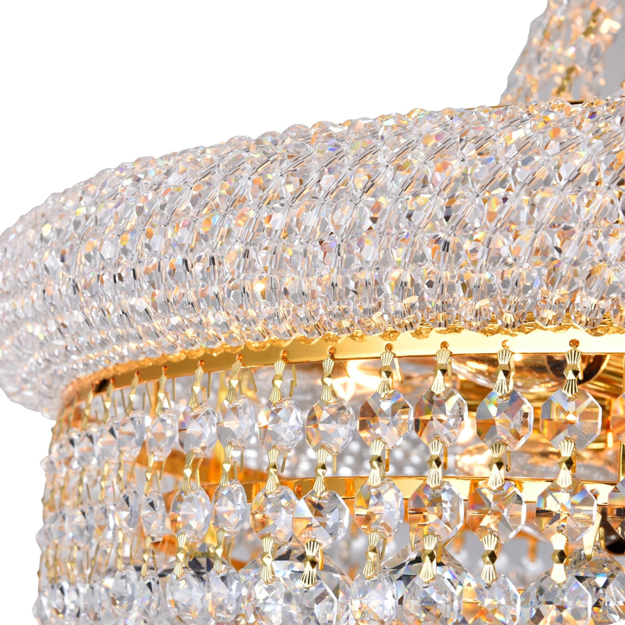 Empire 14 Light 20in Gold Down Chandelier with Crystals - CWI Lighting