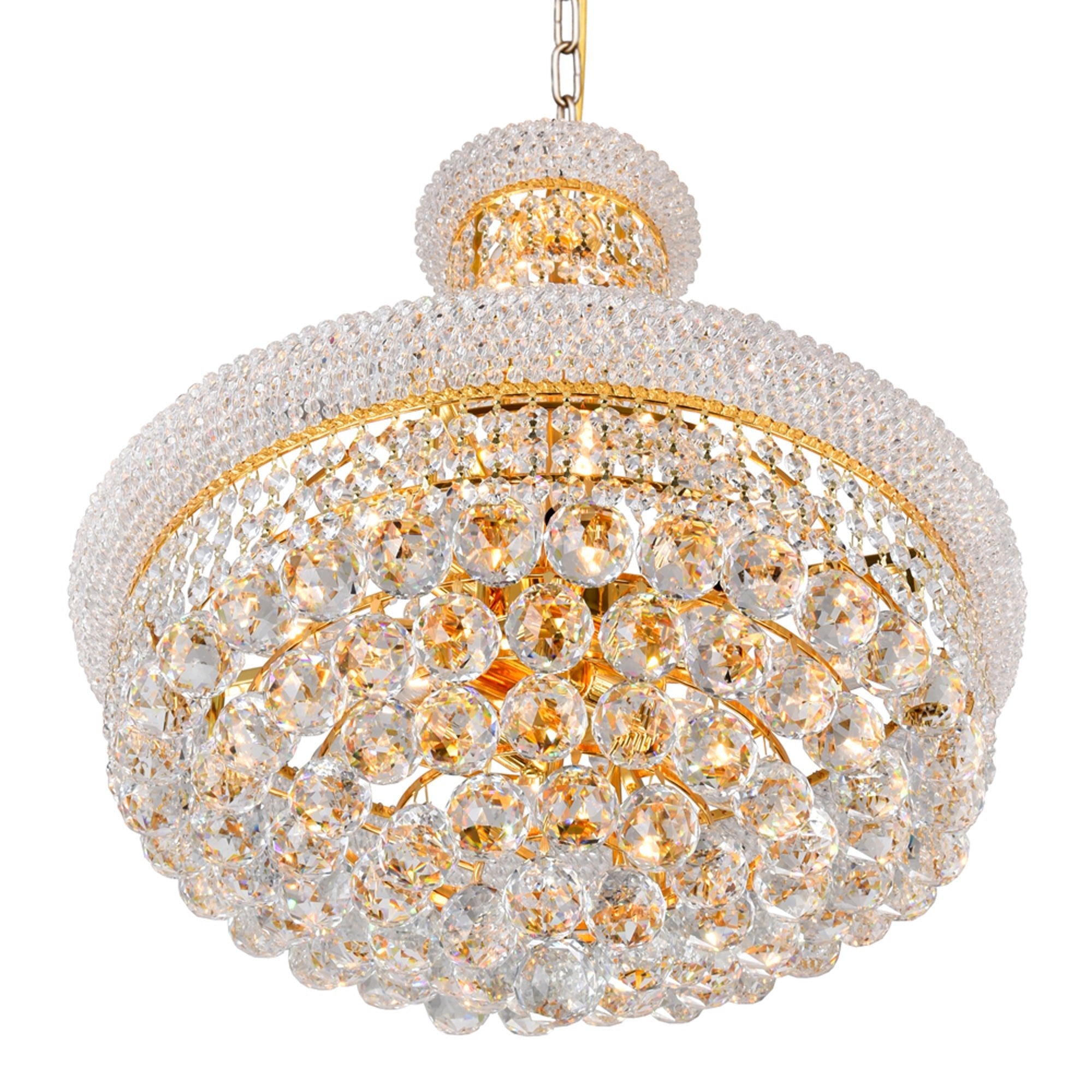 Empire 14 Light 20in Gold Down Chandelier with Crystals - CWI Lighting