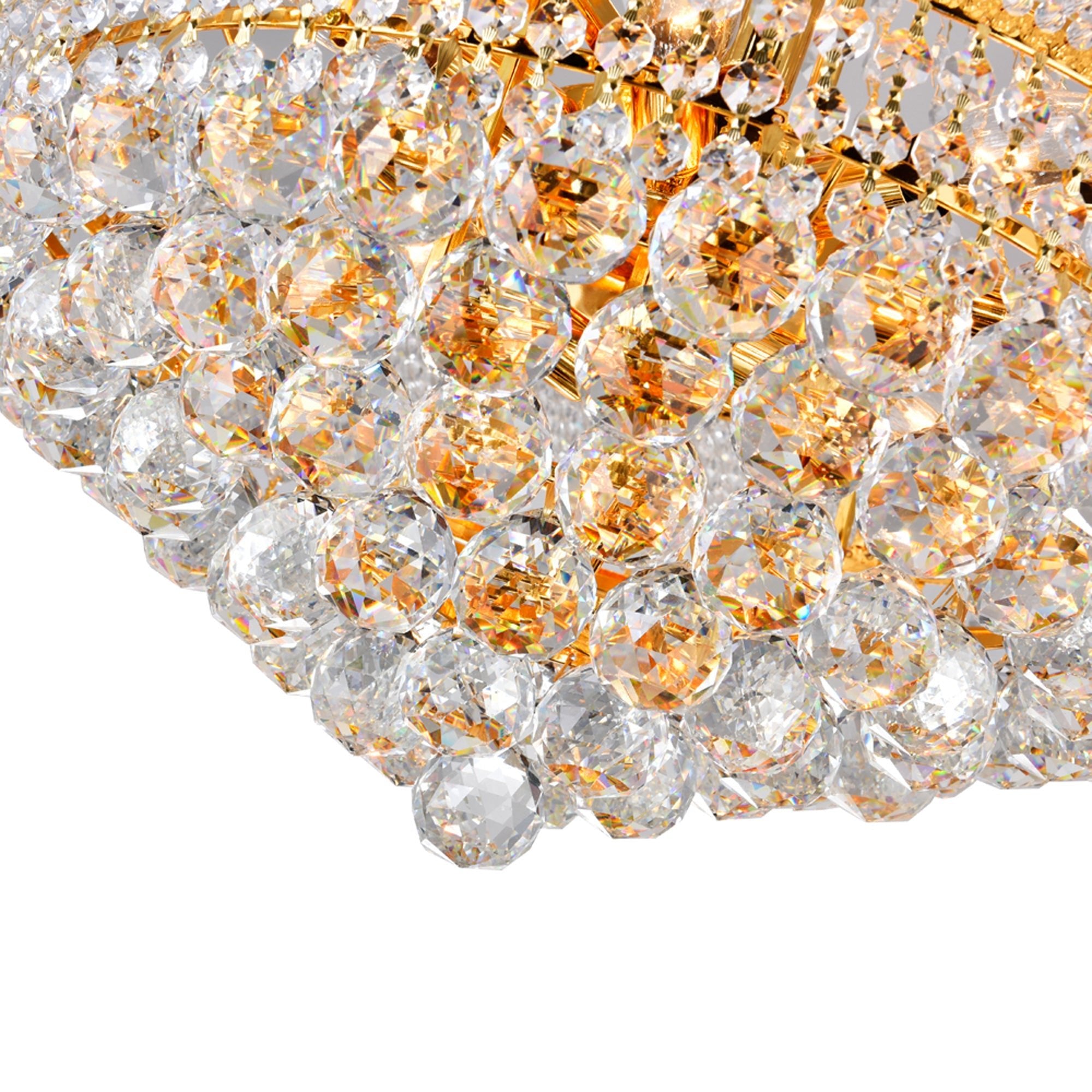 Empire 14 Light 20in Gold Down Chandelier with Crystals - CWI Lighting