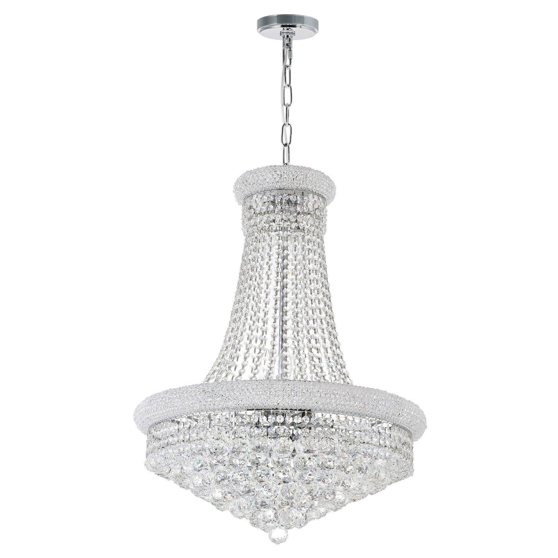 Empire 17 Light 24in Chrome Down Chandelier with Crystals - CWI Lighting