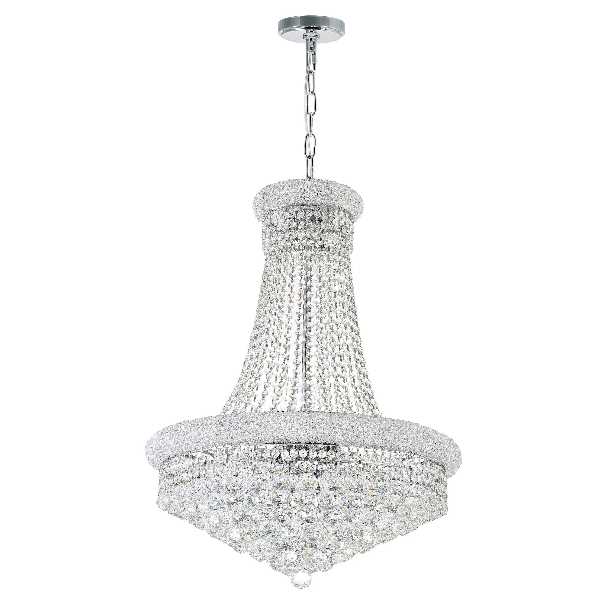 Empire 17 Light 24in Chrome Down Chandelier with Crystals - CWI Lighting